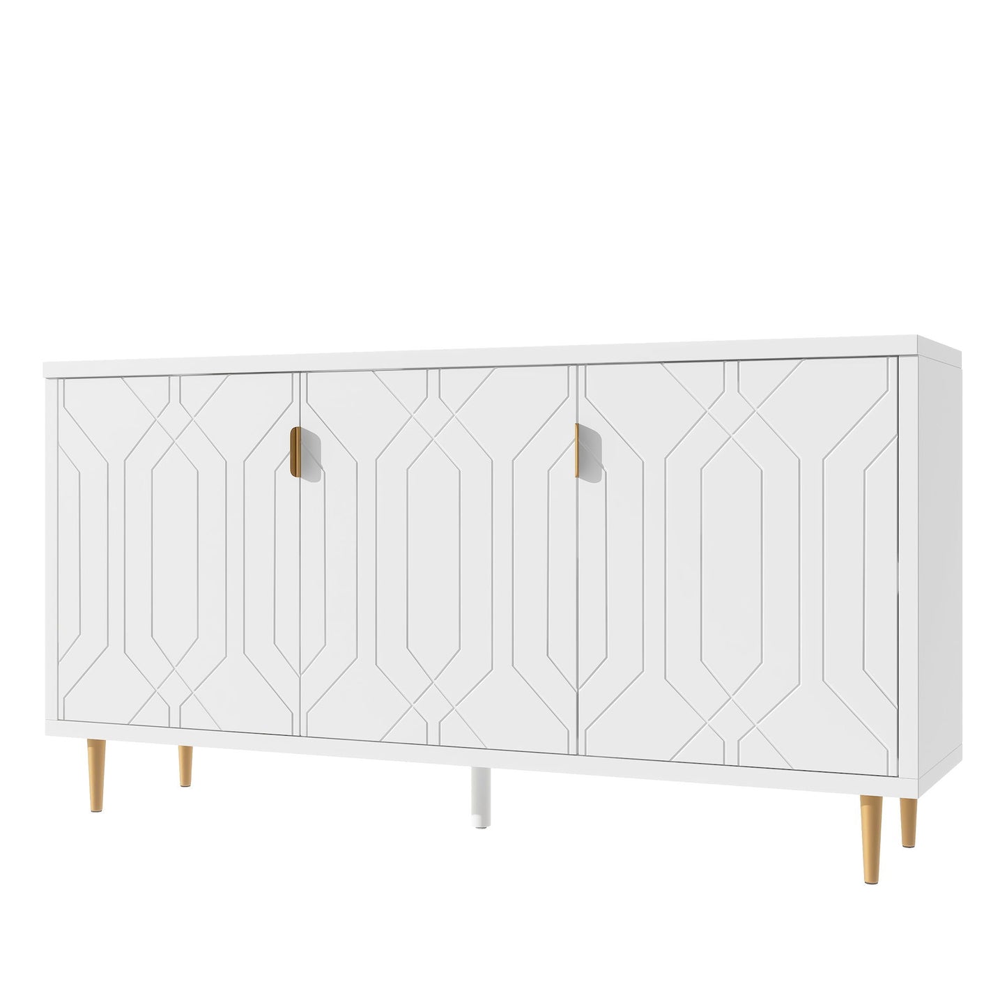 Modern TV Stand With 3 Doors And Adjustable Shelves For Living Room, Fits TVs Up To 70" - White