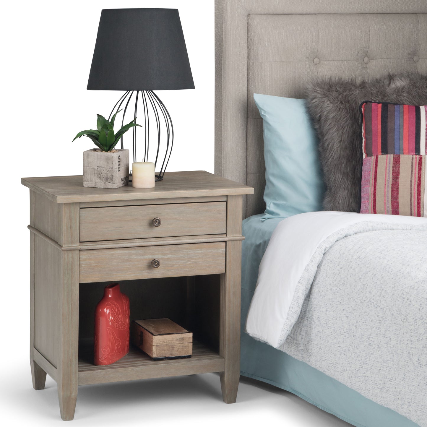 Carlton - Bedside Table - Distressed Gray