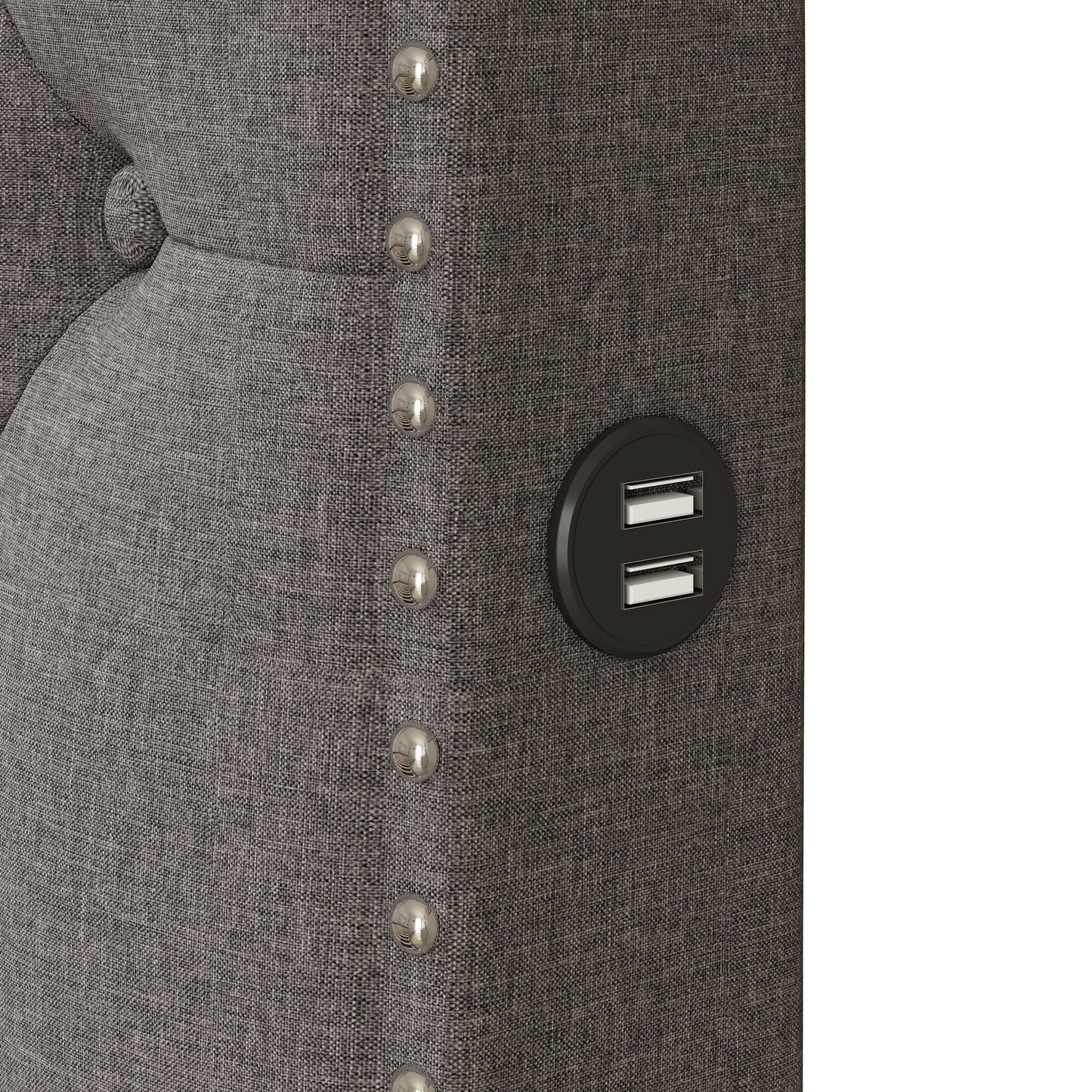 Queen Size Upholstered Platform Bed With 2 Drawers And 2 Sets Of USB Ports On Each Side - Gray
