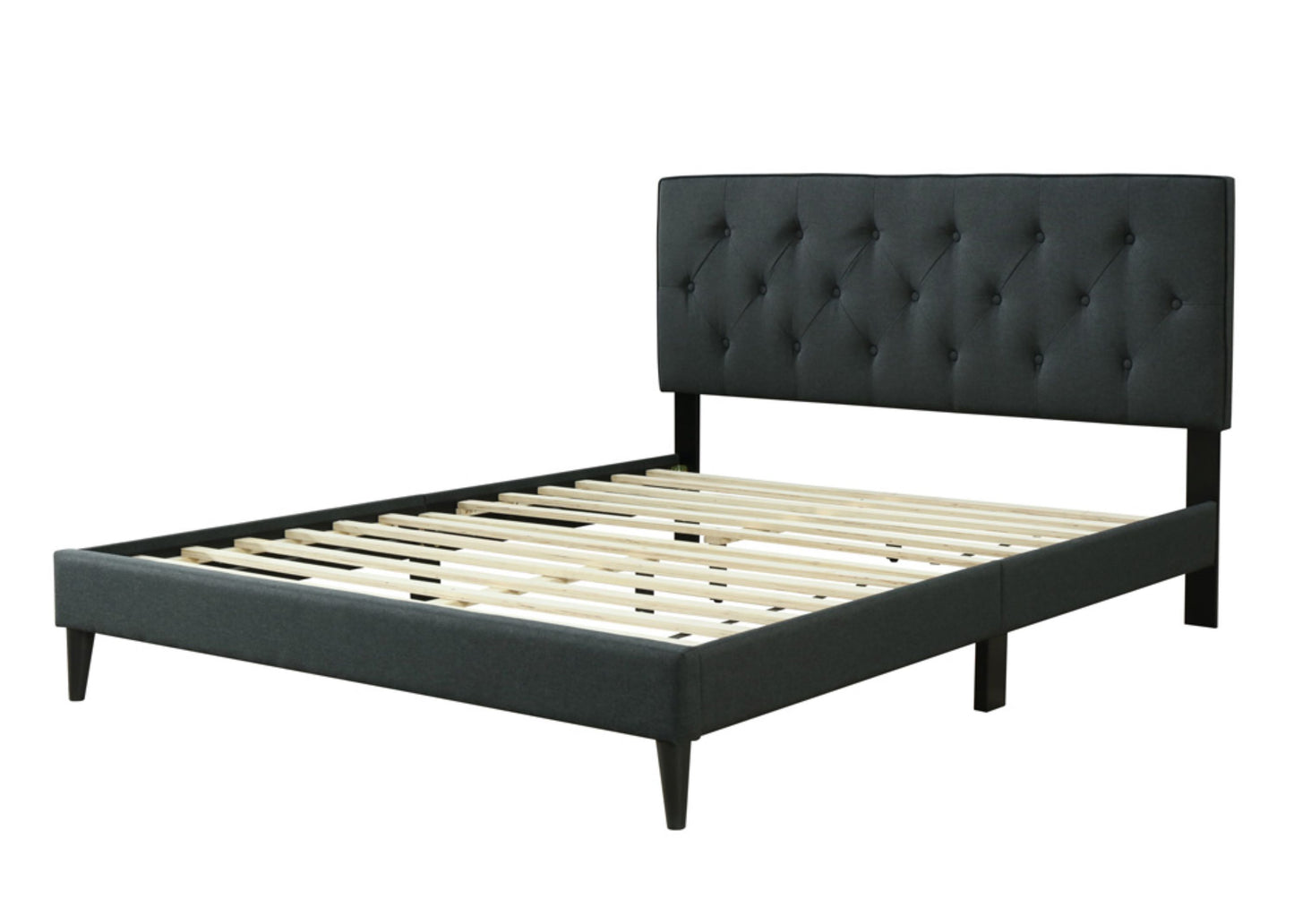 Queen Sized Tufted Bed With USB - Black