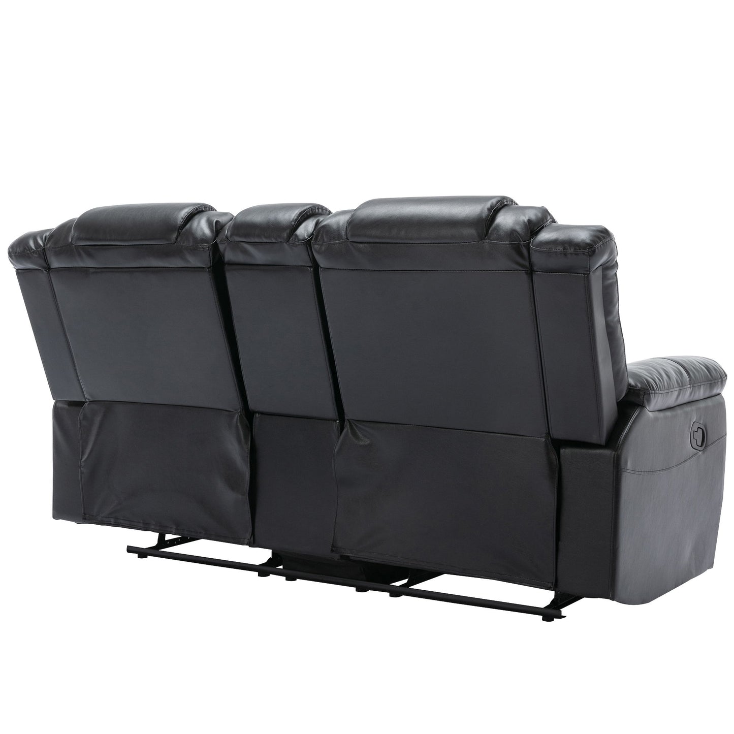 2 Seater Home Theater Recliner Manual Recliner Chair With A Storage Box And Two Cup Holders For Living Room - Black