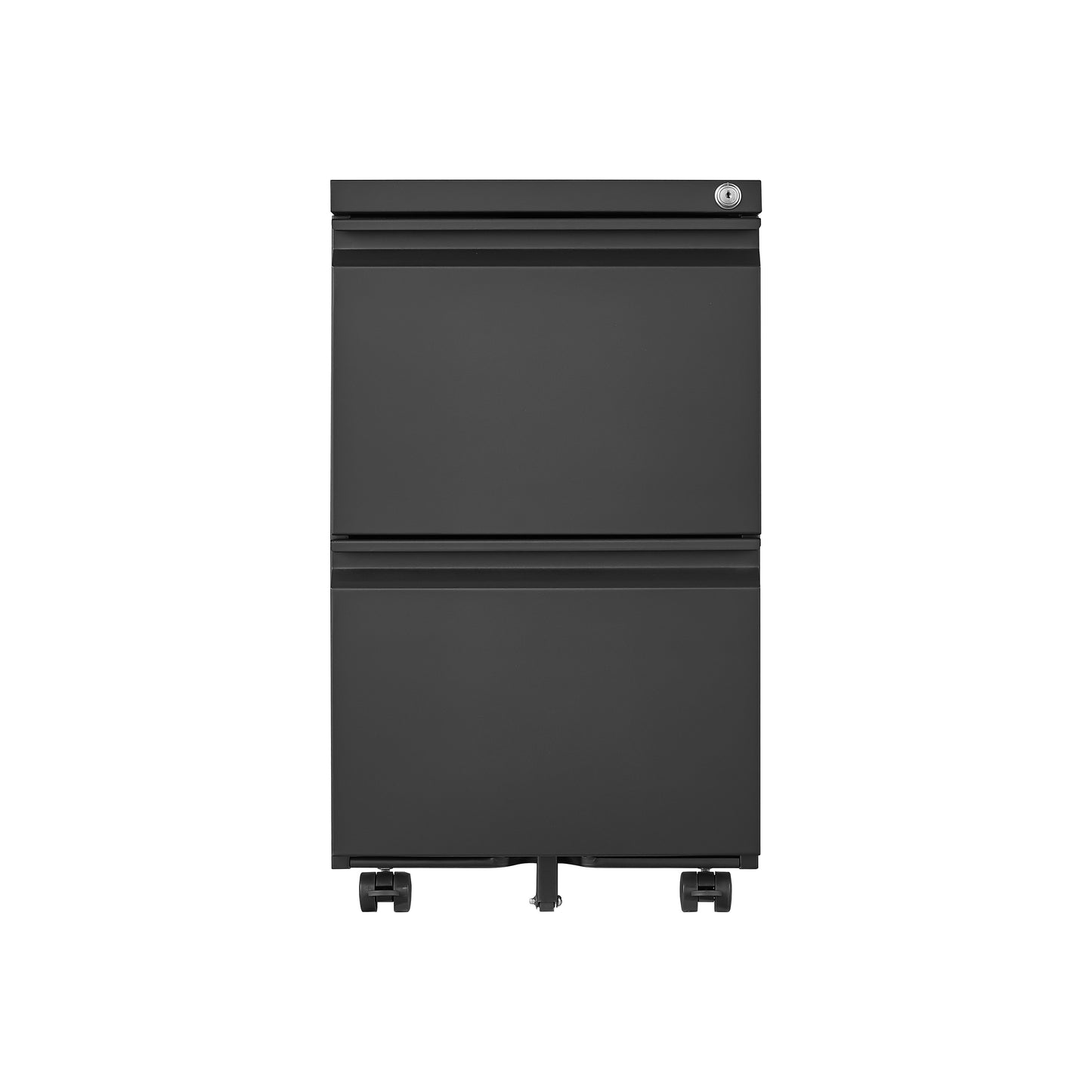 2 Drawer File Cabinet With Lock, Metal Under Desk Rolling Filing Cabinet Fits Letter / Legal / A4 Size For Home Office, Mobile Filing Cabinet - Black