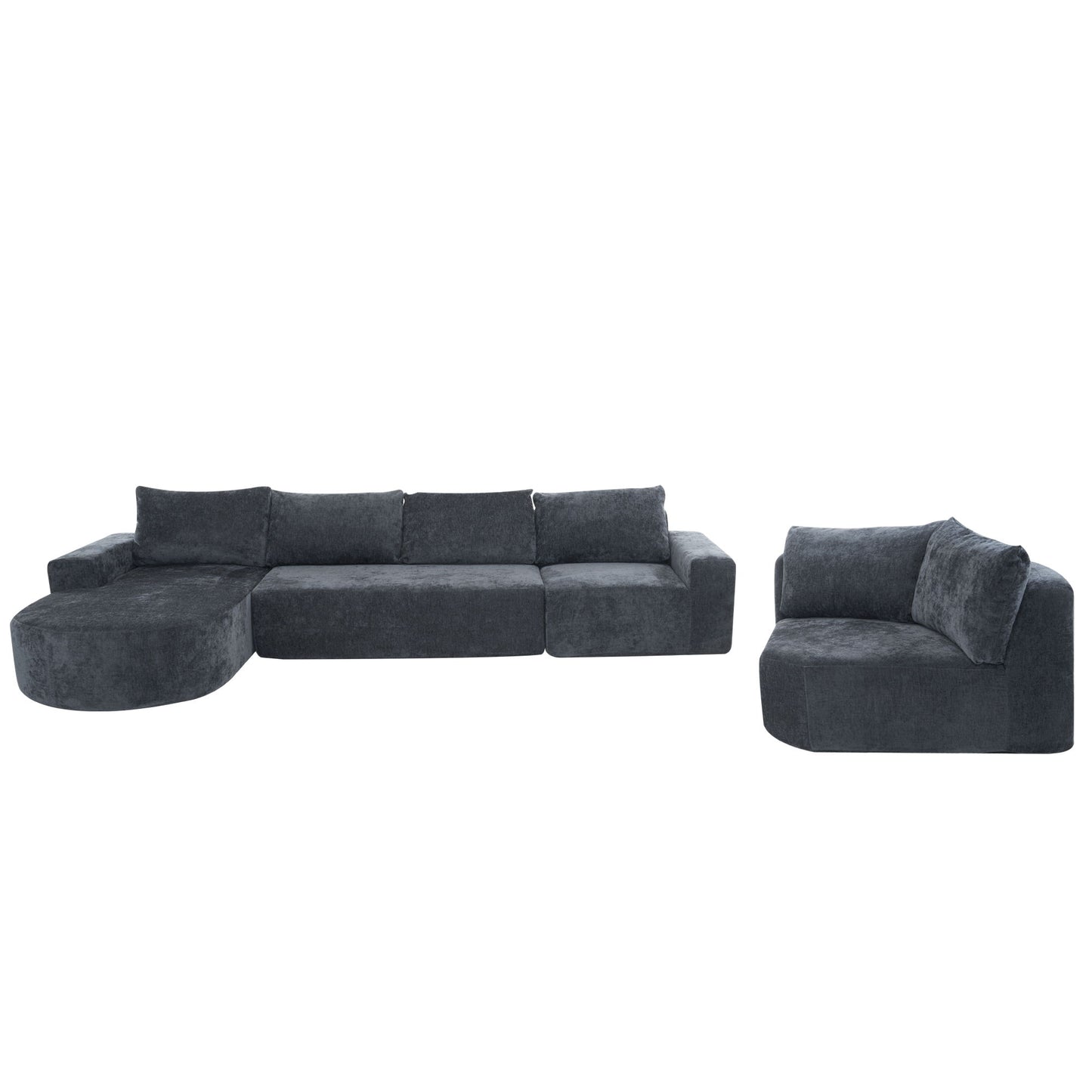 Oversized Modular Sofa Cloud Sectional Sofa Set Upholstered Couches U - Shaped Sofa With Deep Seat For Living Room - Gray