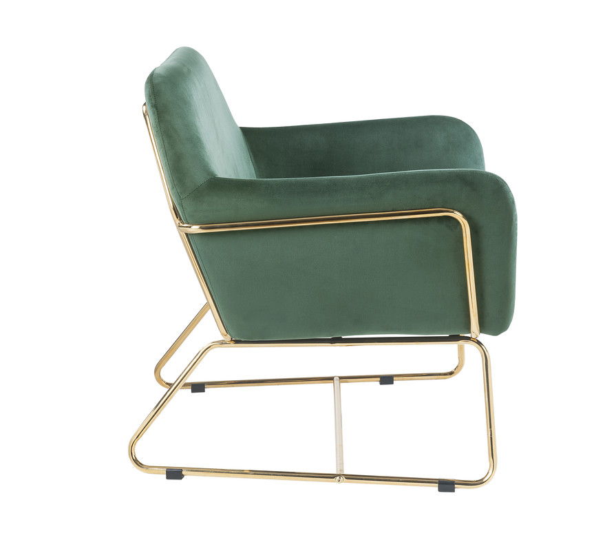 Keira - Velvet Accent Chair With Metal Base - Green