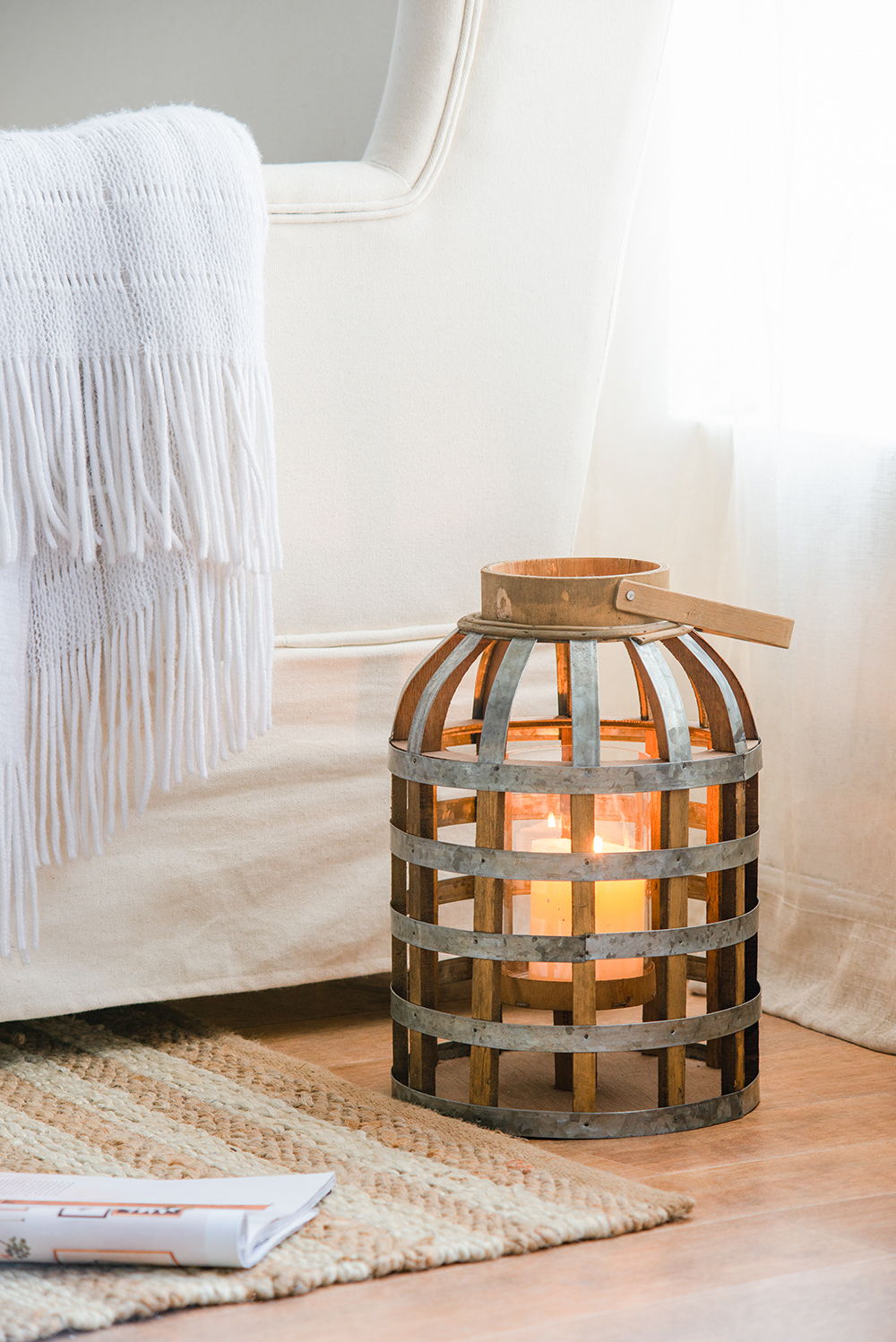 Decorative Lantern With Handle, Wooden Lantern For Indoor Outdoor, Home Garden Wedding - Silver