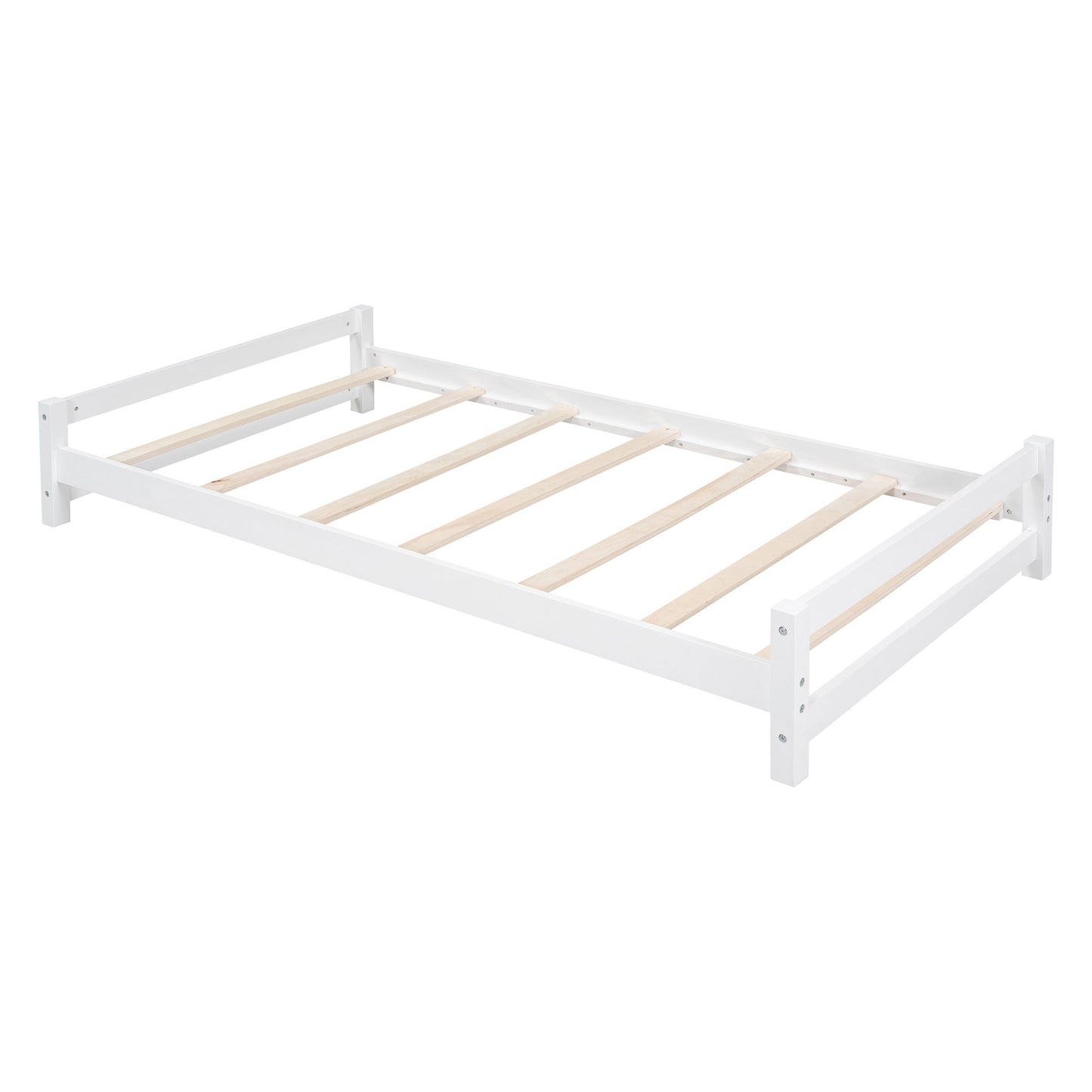 Twin Over Twin Bunk Bed With LED Light And USB Ports - White
