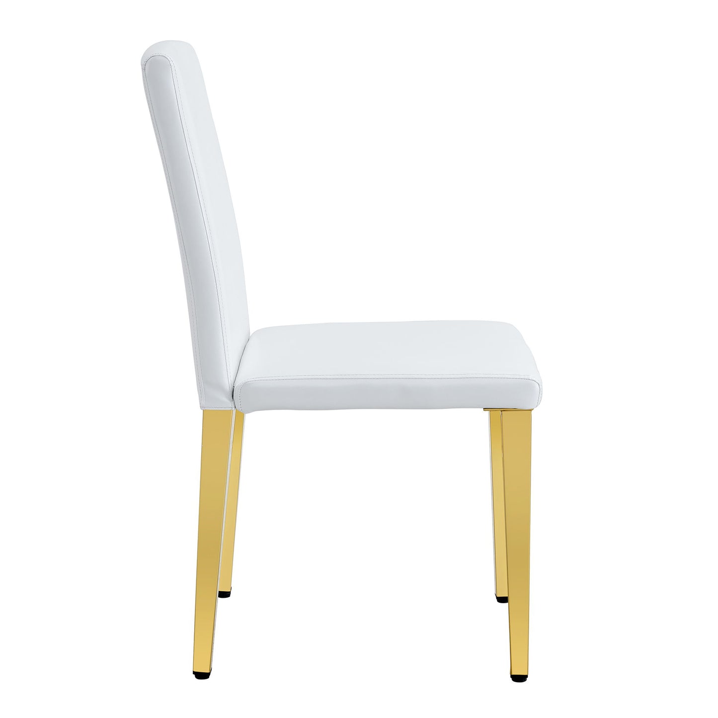(Set of 4) Backrest Chairs With Gold Metal Legs A Perfect Match, Suitable For Minimalist And Contemporary Home Decor Styles - White / Gold