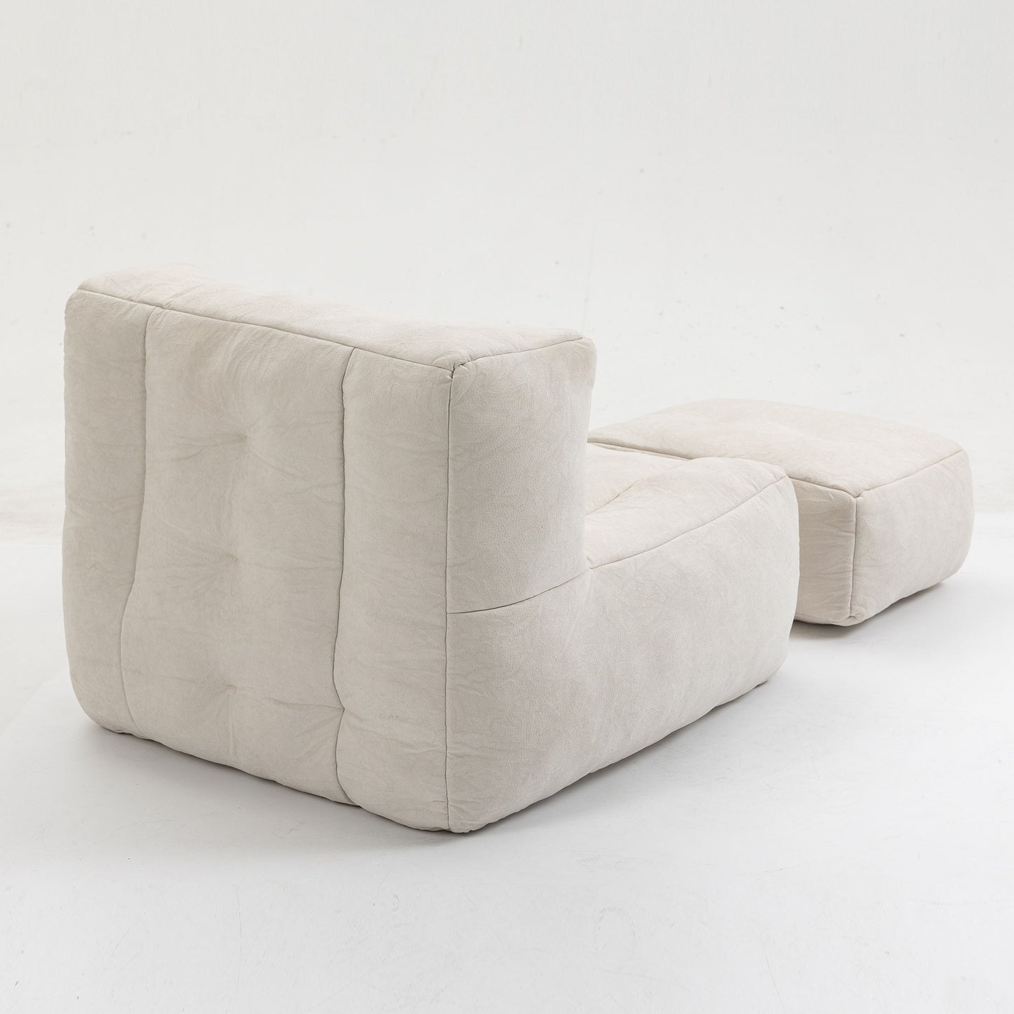 Fluffy Bean Bag Chair, Comfortable Bean Bag For Adults And Children, Super Soft Lazy Sofa Chair With Memory Foam And Ottoman, Indoor Modern Focus Bean Bag Chair For Living Room, Bedroom, Apartment - White