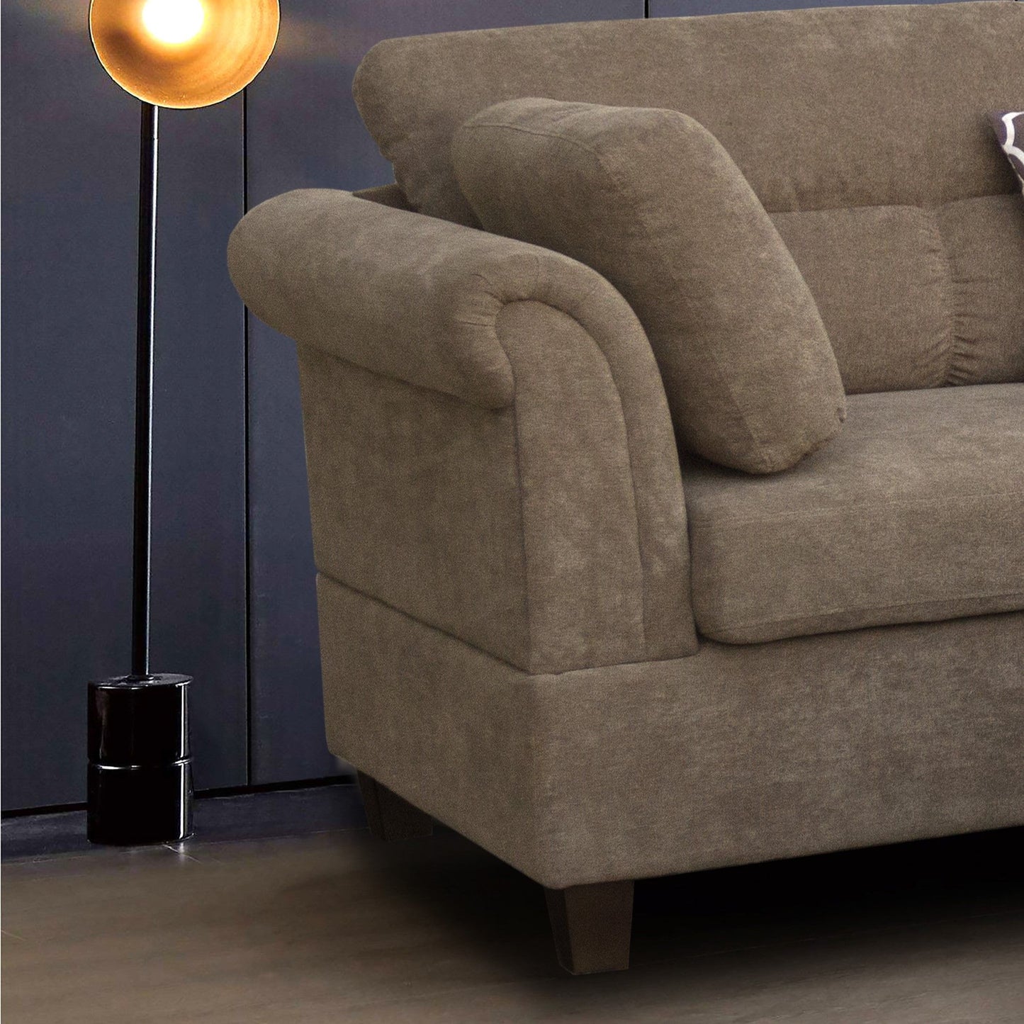 Diego - Sectional Sofa With Right Facing Chaise Storage Ottoman And 2 Accent Pillows - Brown