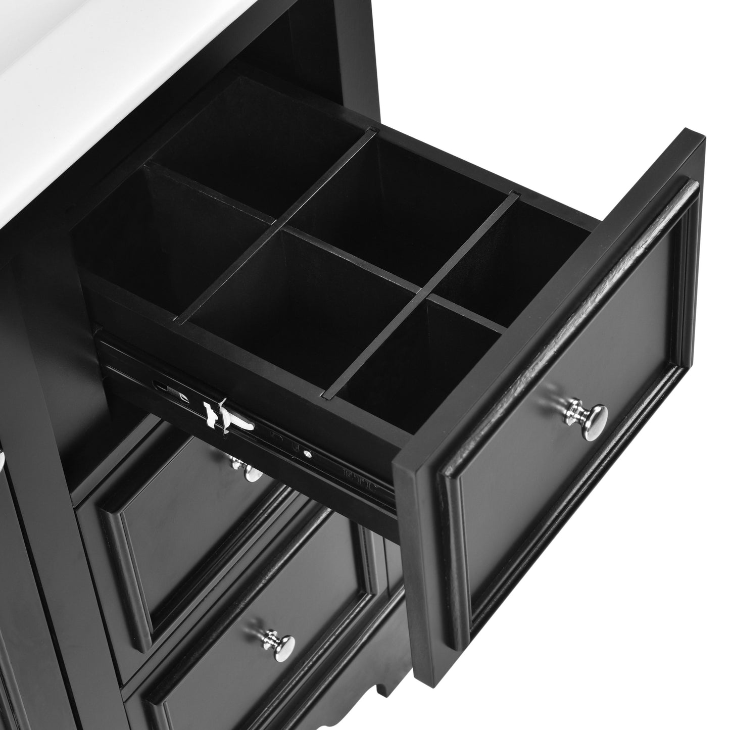 Bathroom Vanity Cabinet With Ceramic Basin, 3 Drawers And Adjustable Shelves - Black