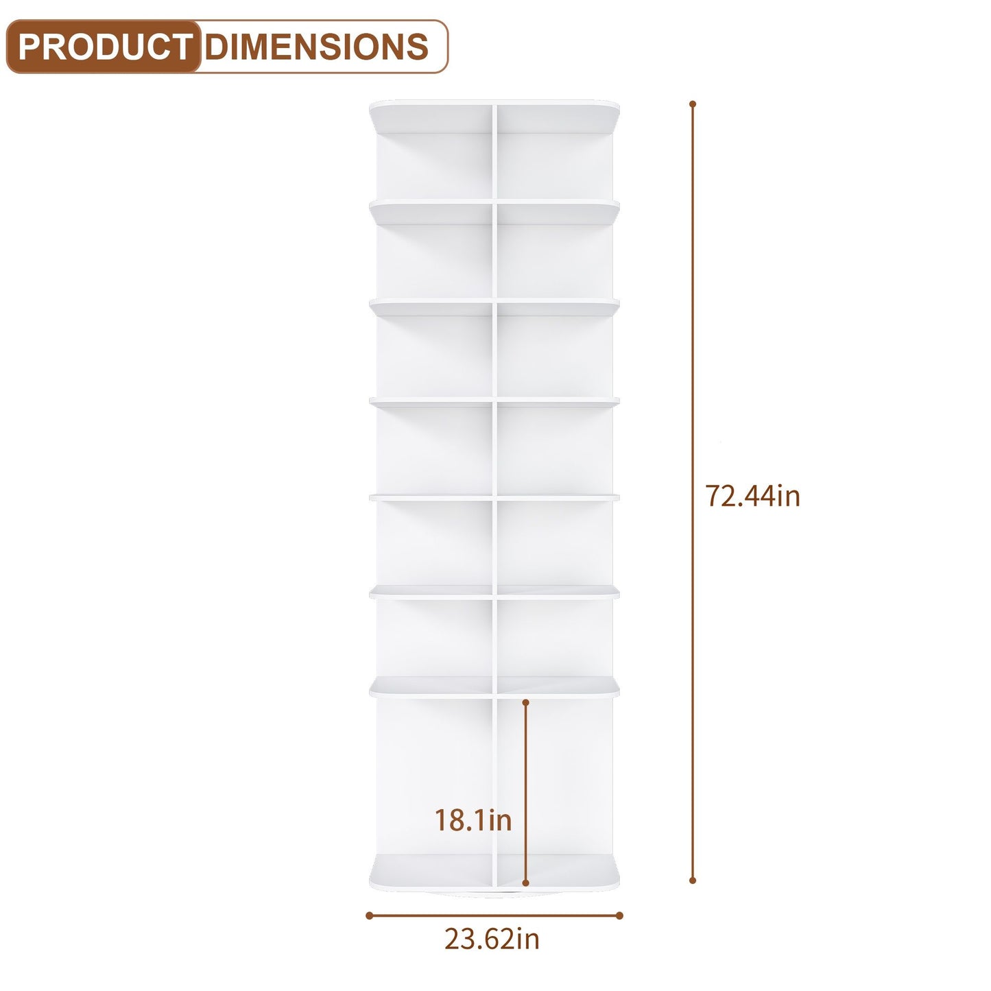 7 Tier Square Rotating Shoe Rack Tower With 360ÔøΩÔøΩ Spinning Organizer - White