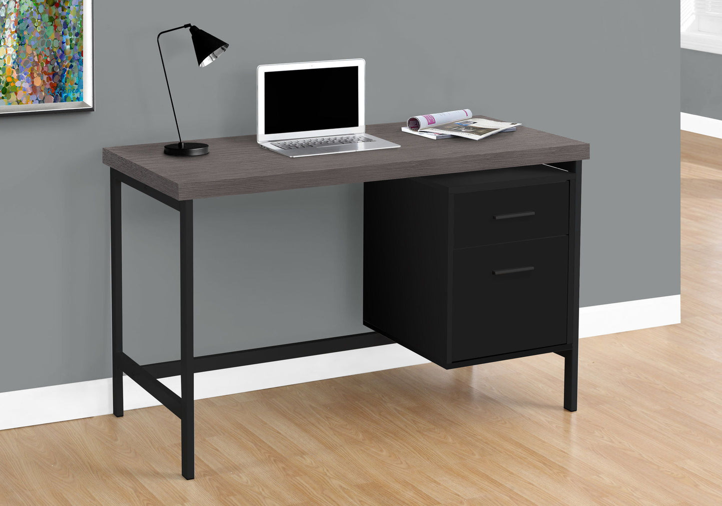 Computer Desk For Home Office, Laptop, Left, Right Set - Up, Storage Drawers, And Contemporary & Modern - Black