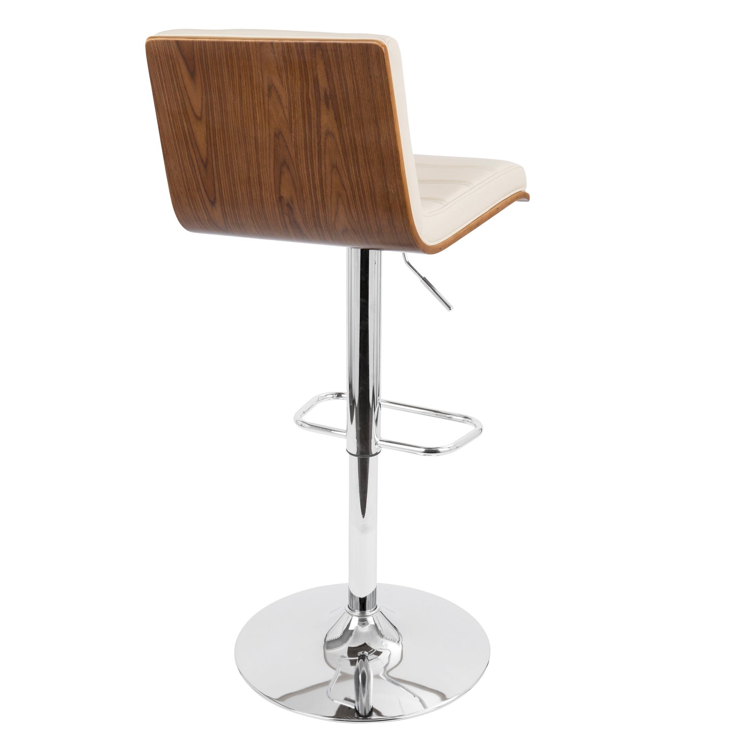 Vasari - Mid-Century Modern Adjustable Barstool With Swivel - Walnut / Cream
