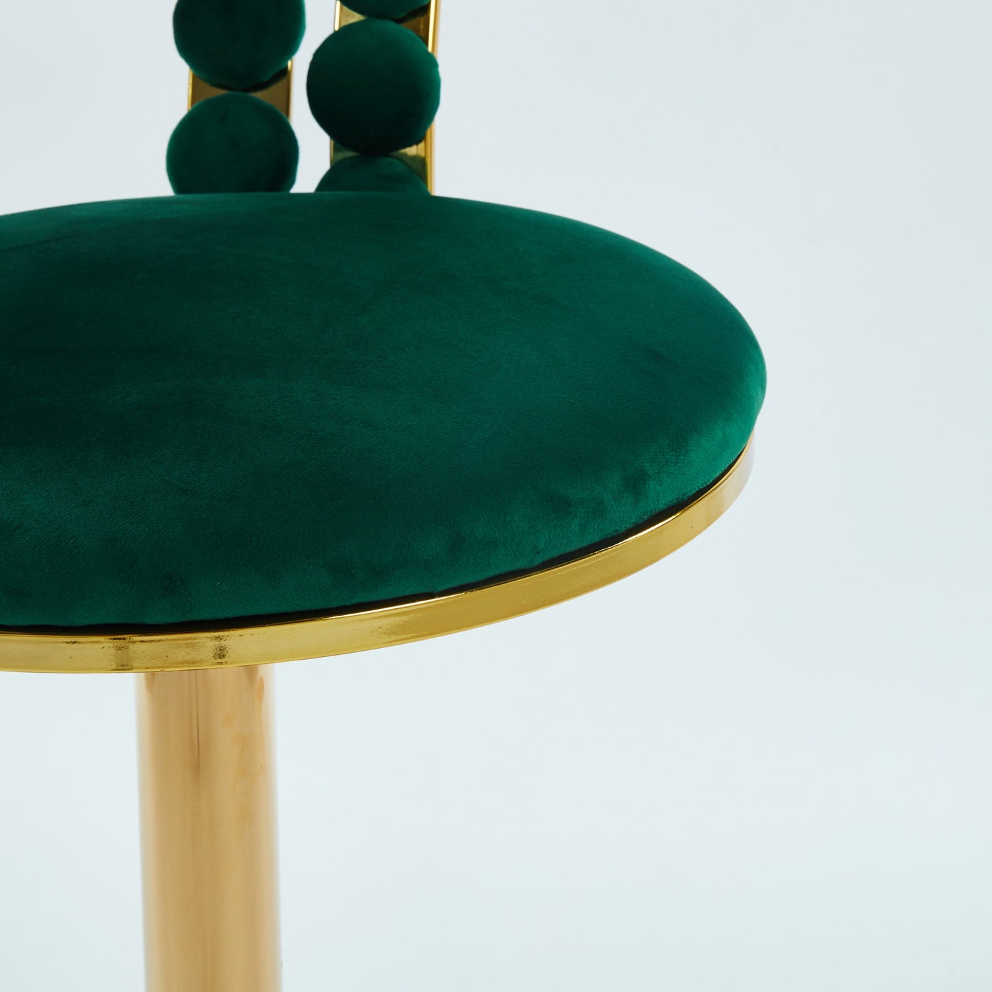 Modern Bar Chair With Iron Tube Legs, Soft Cushions And Comfortable Backrest, Suitable For Dining Room, Living Room, Cafe, Hairball Back, Bar Stool (Set of 2) - Green / Golden