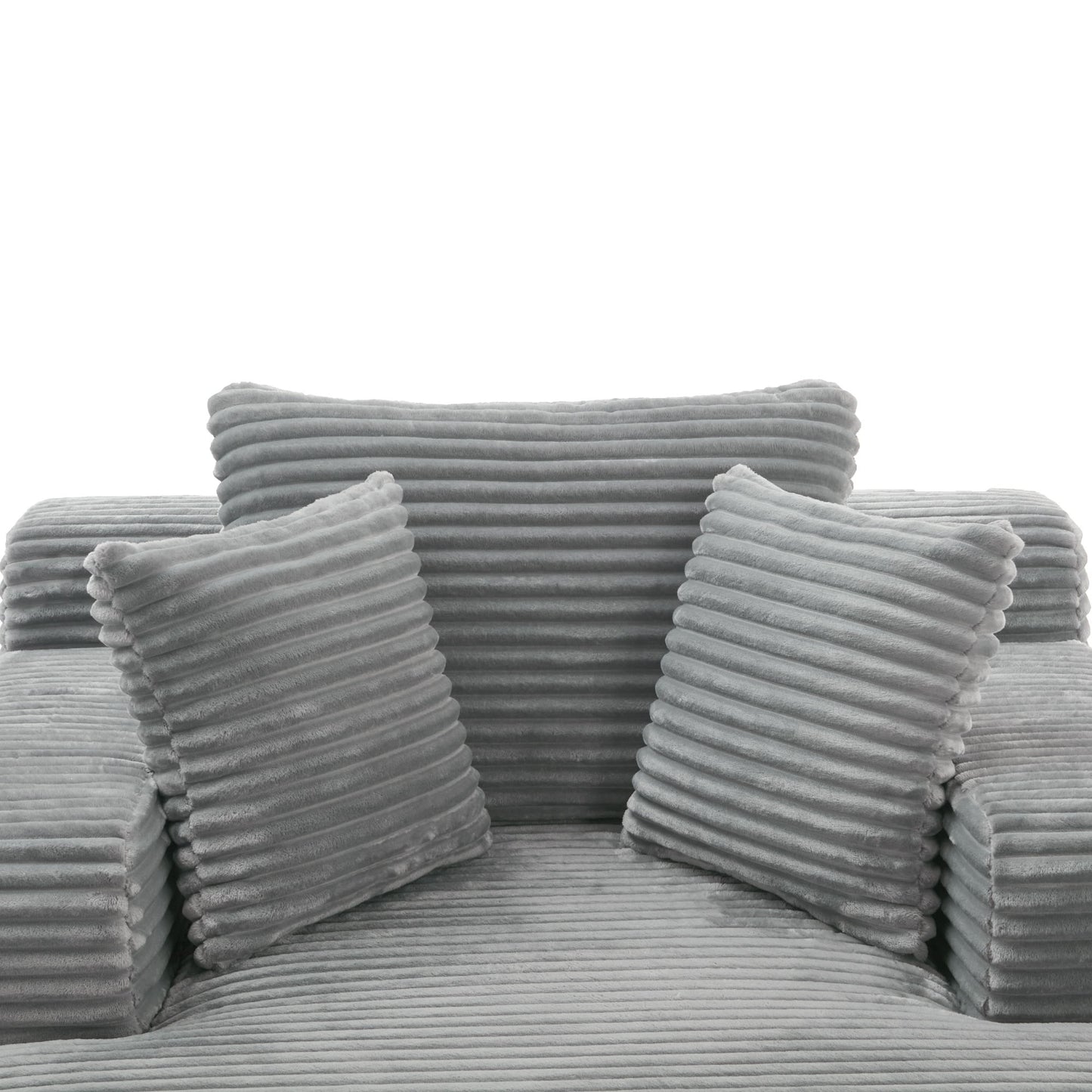 Modern Full Compressed Chaise Lounge Sofa Bed With Removable Pillows, Upholstered - Gray