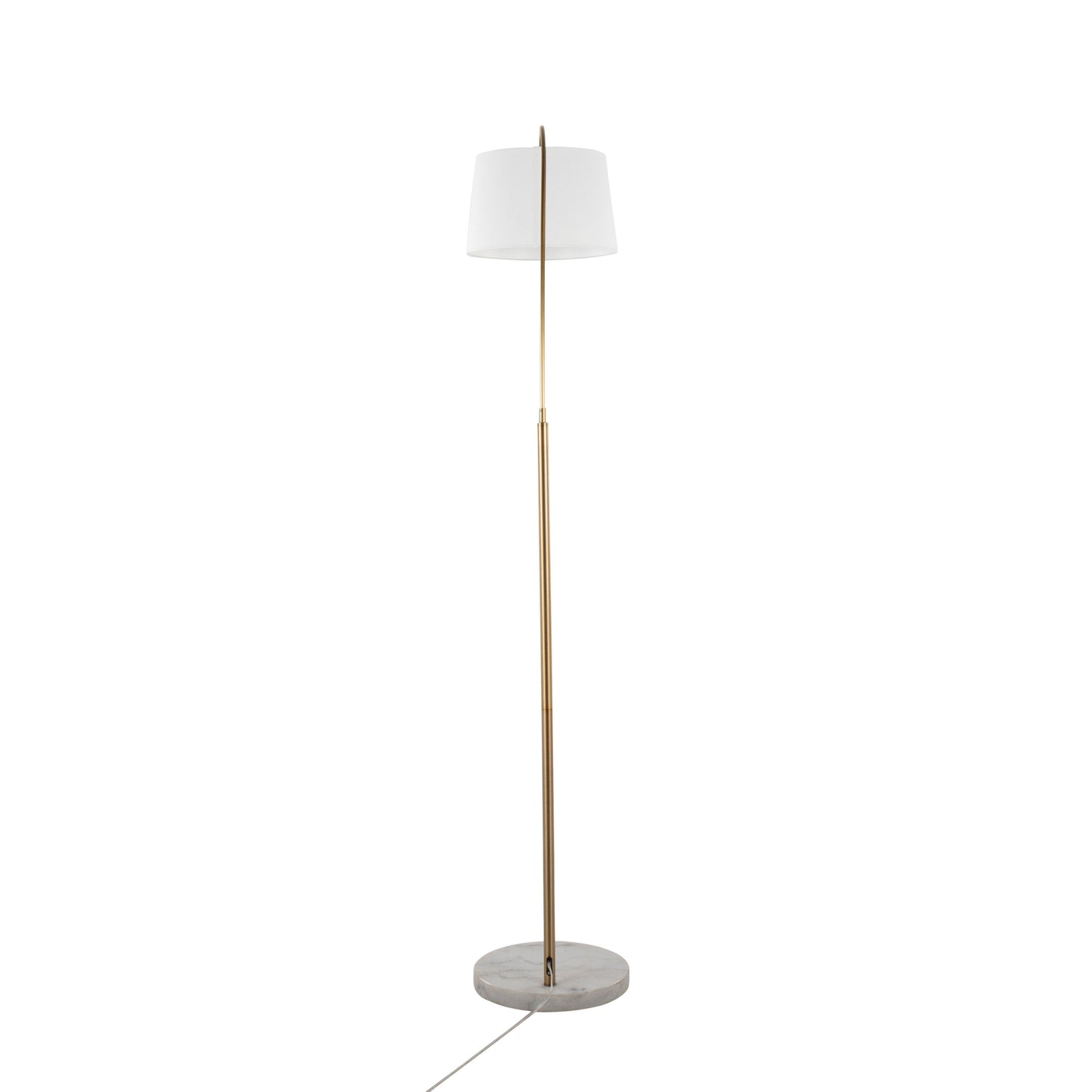 March - Contemporary Floor Lamp - Antique Brass / White