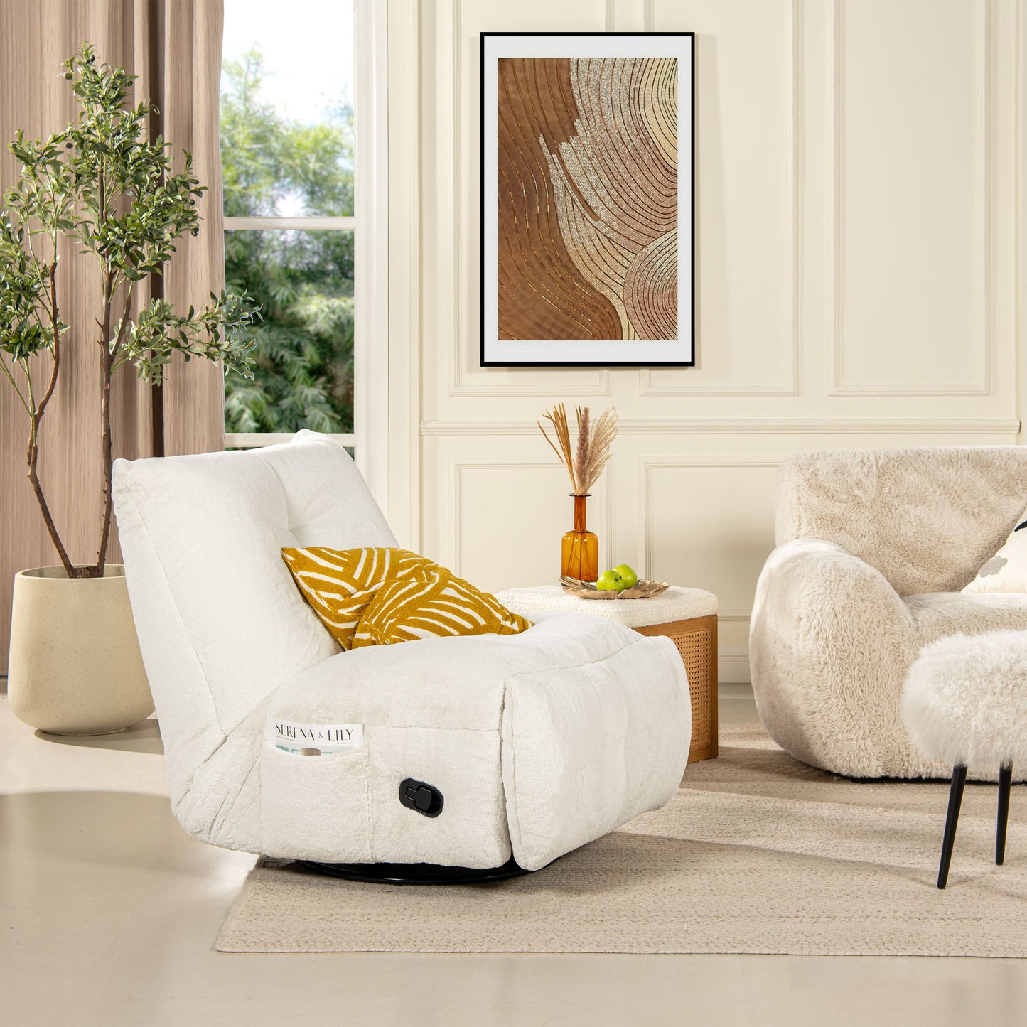 Rearden - Swivel Glider Manual Recliner Gaming Lounge Chair - Pearl White