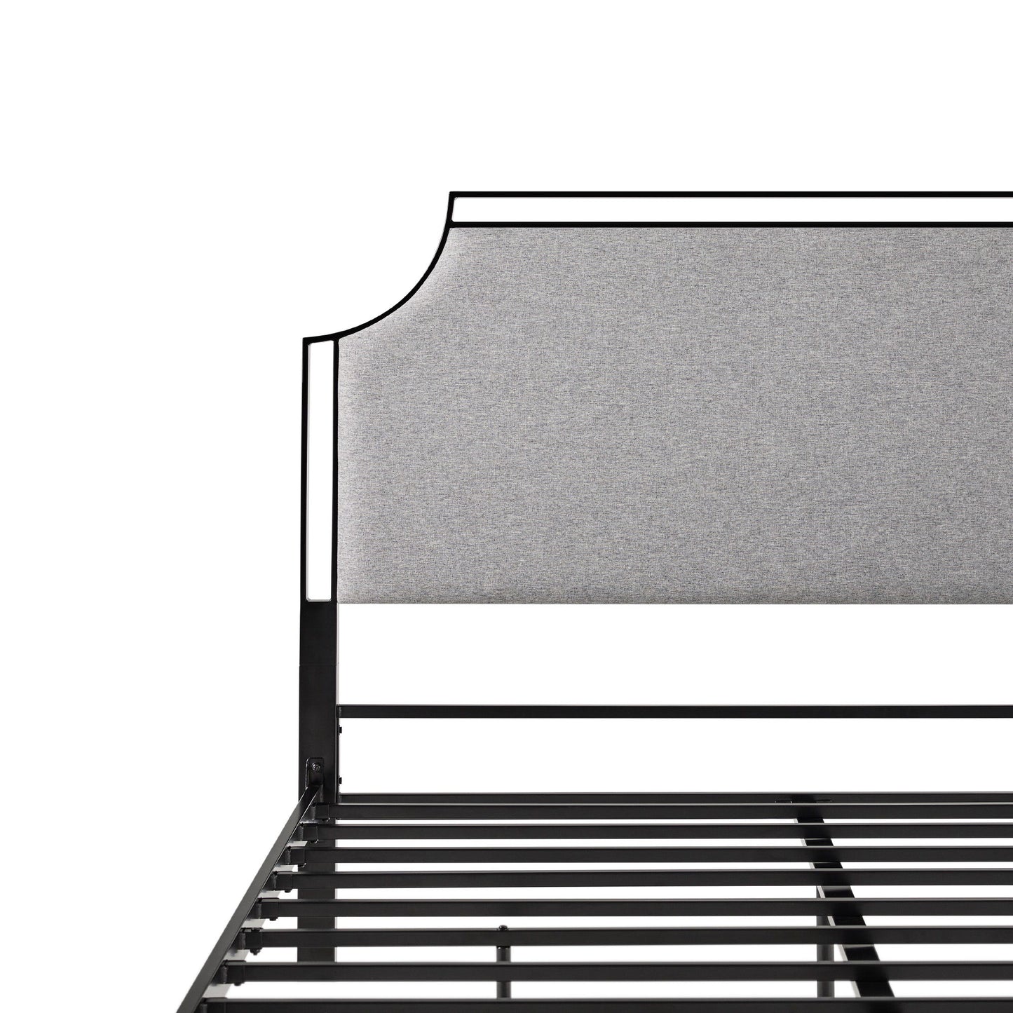 Queen Bed Frame Traditional Upholstered Metal - Gray