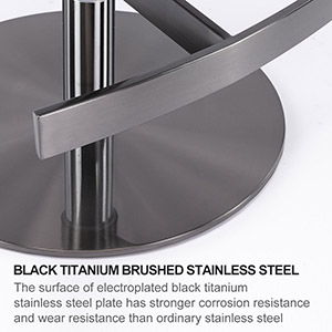 Black Titanium Stainless Steel Bar Stool, Grade Modern Leather Bar Chair With Backrest, Swivel Adjustable Height For Kitchen Counter And Dining Room - Gray