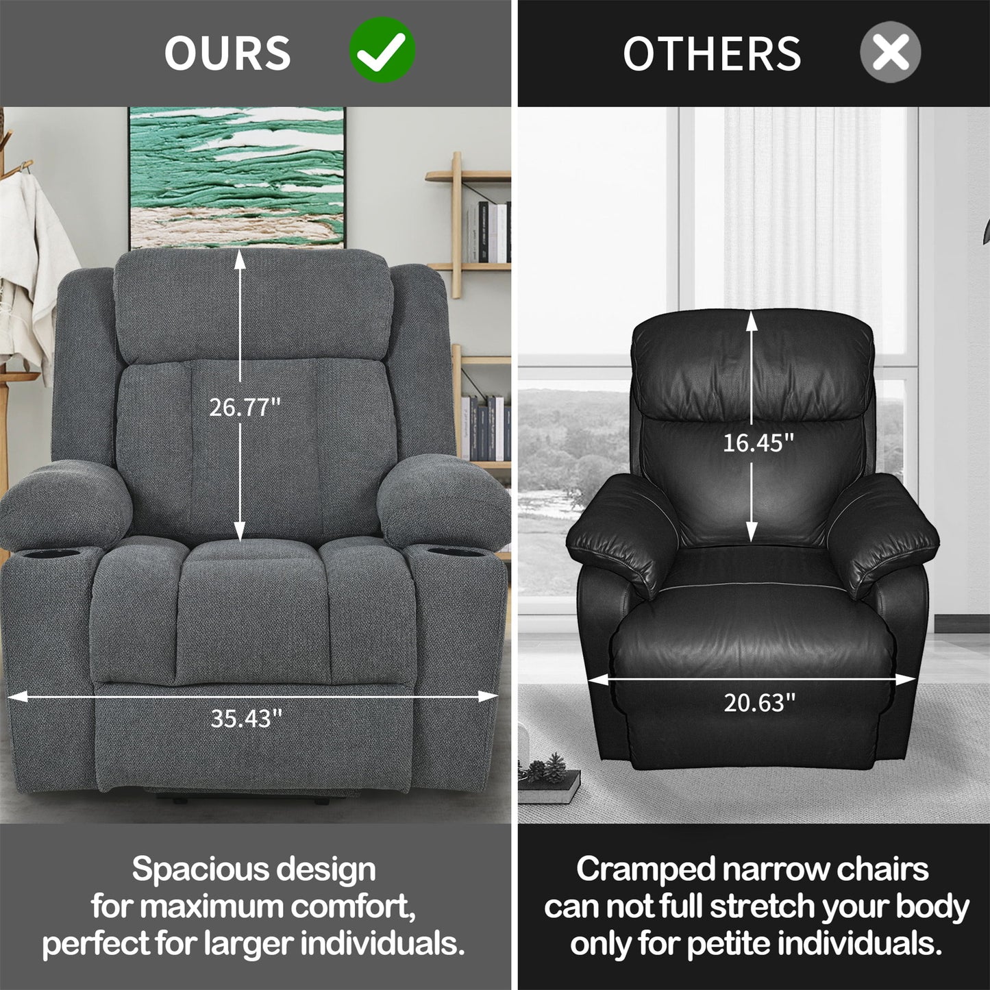 Power Lift Recliner Chair - Fabric Single Sofa With Extended Footrest, Remote Control, Cup Holders, And Side Pockets For Living Room Or Home Theater - Dark Gray