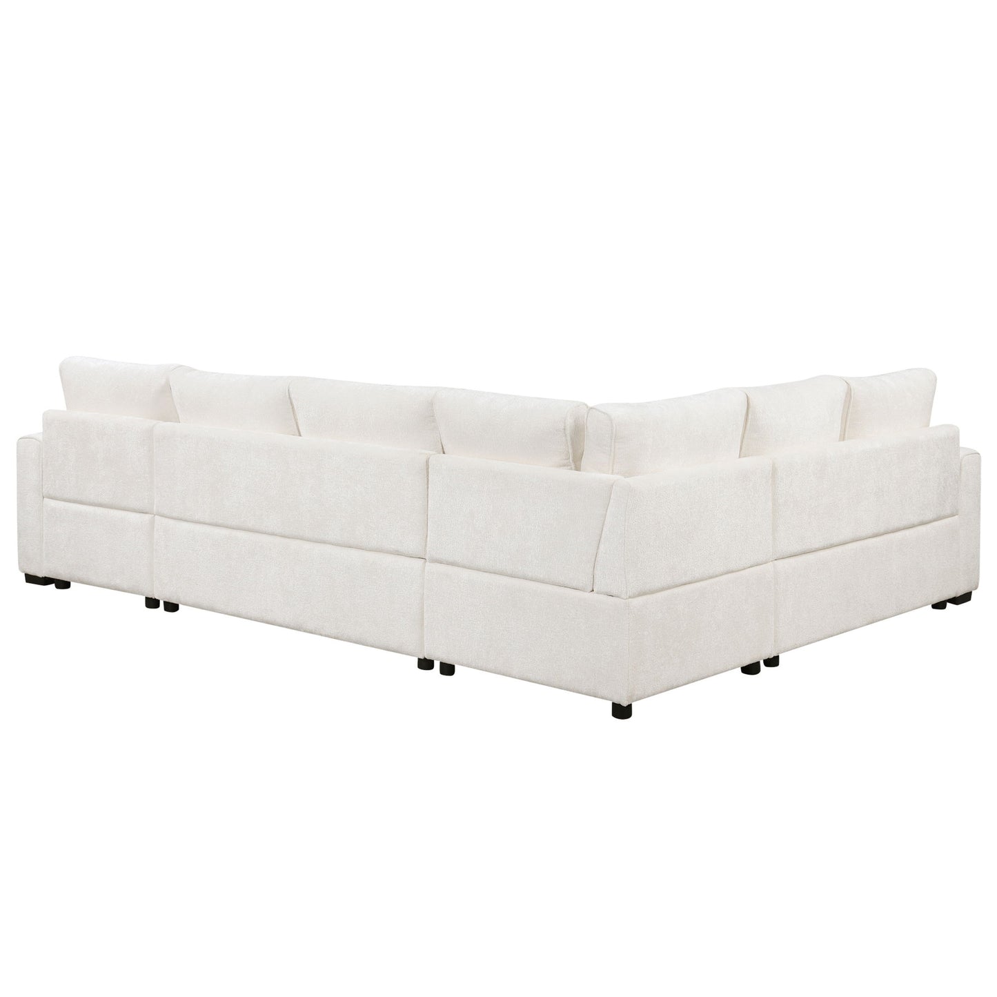 Sectional Sofa Pull-Out Sofa Bed Sleeper With A Storage Ottoman, Three Pillows And Charging Devices For Living Room - Cream