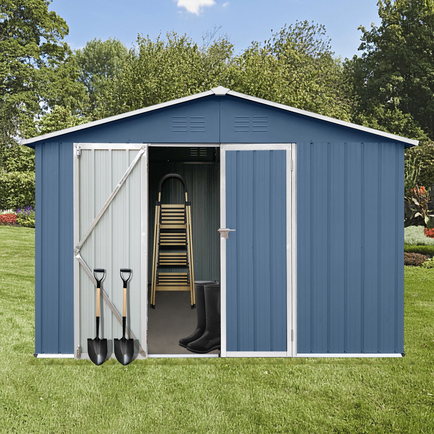 10'x12' Garden Sheds Outdoor Storage Sheds - Blue