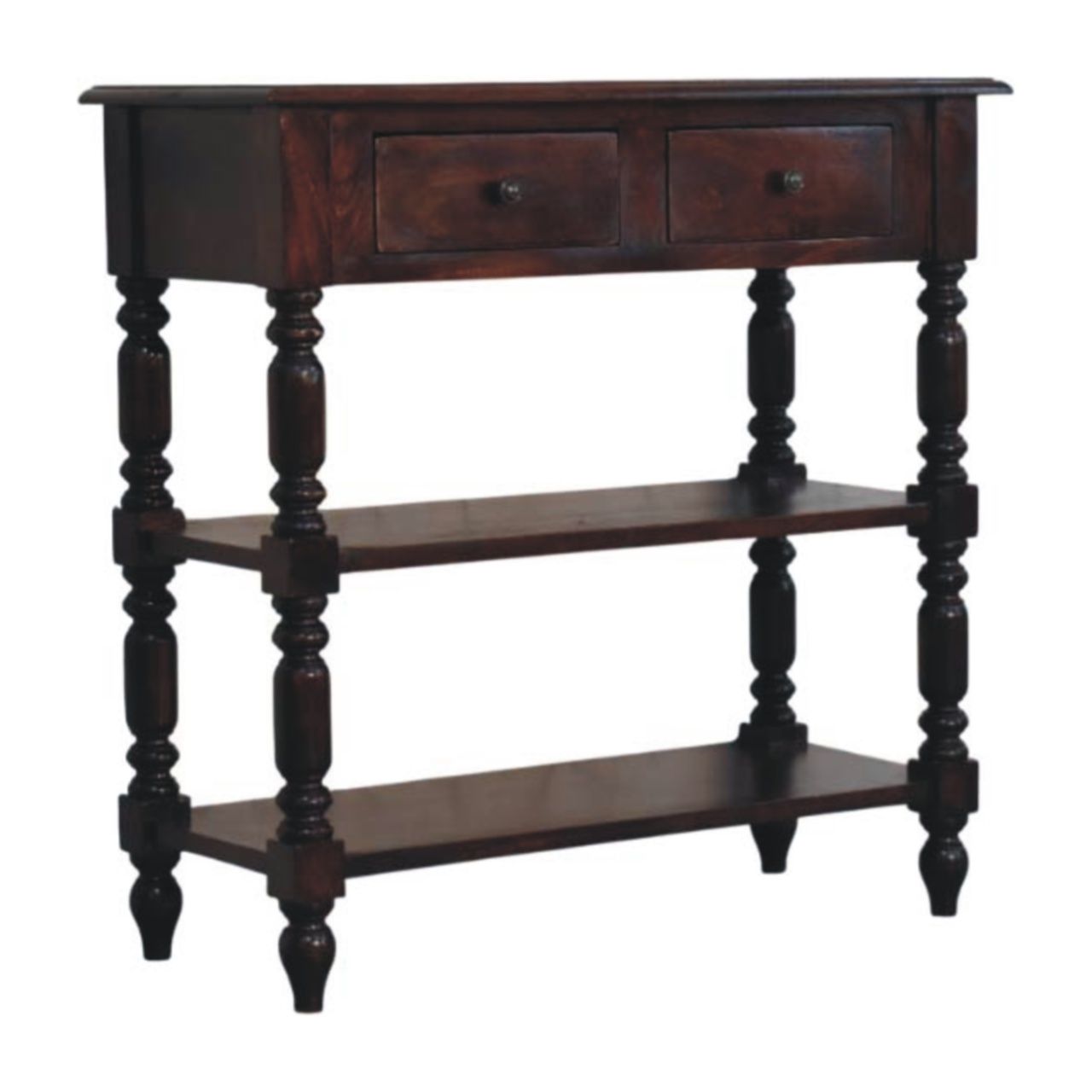 Turned Legs Side Table - Brown