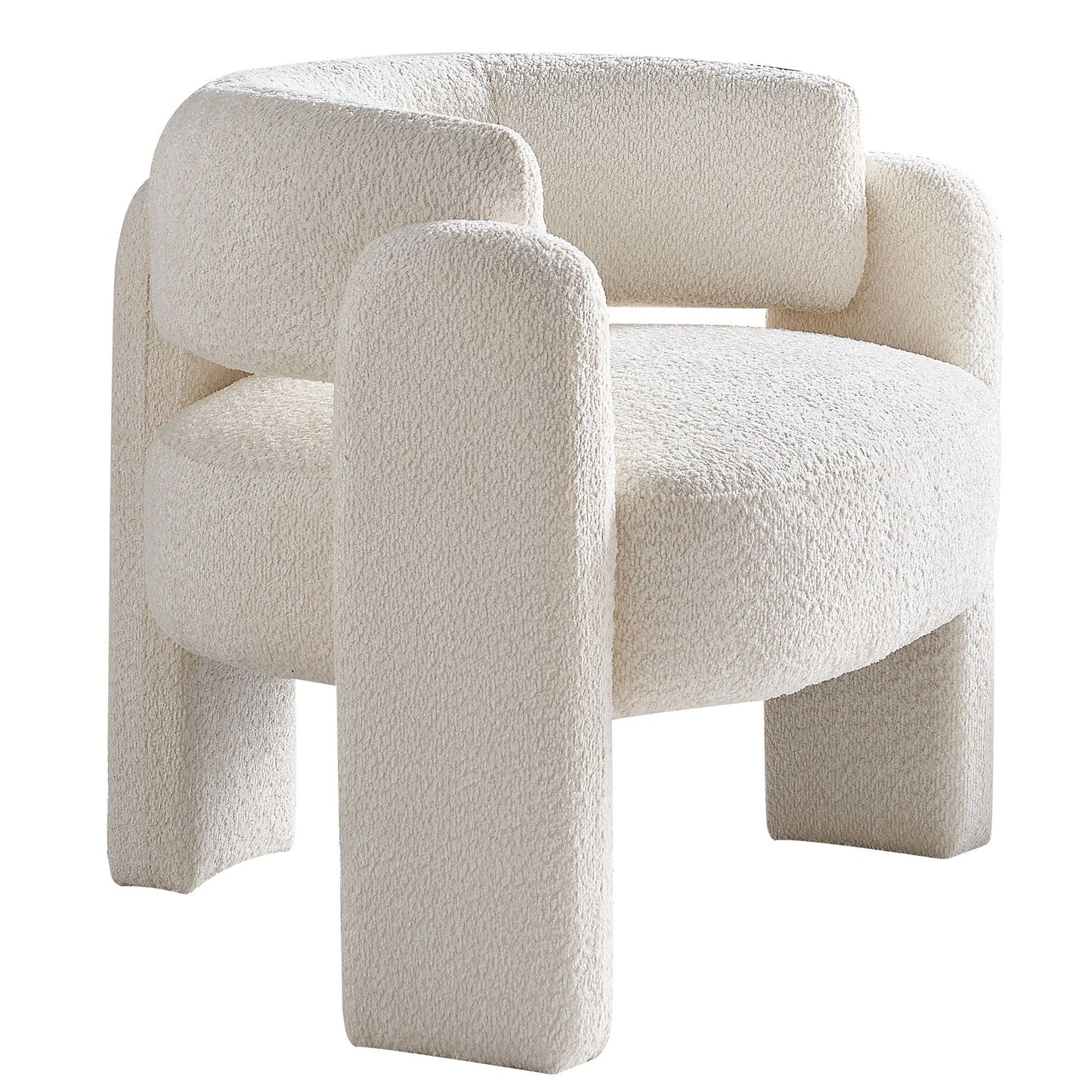 Boucle Upholstery Accent Chair - Beige