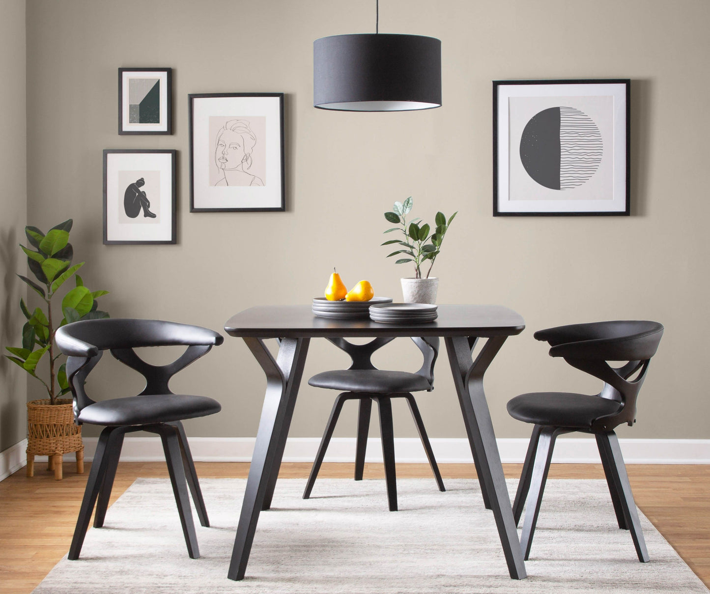 Gardenia - Contemporary Dining / Chair With Swivel - Black