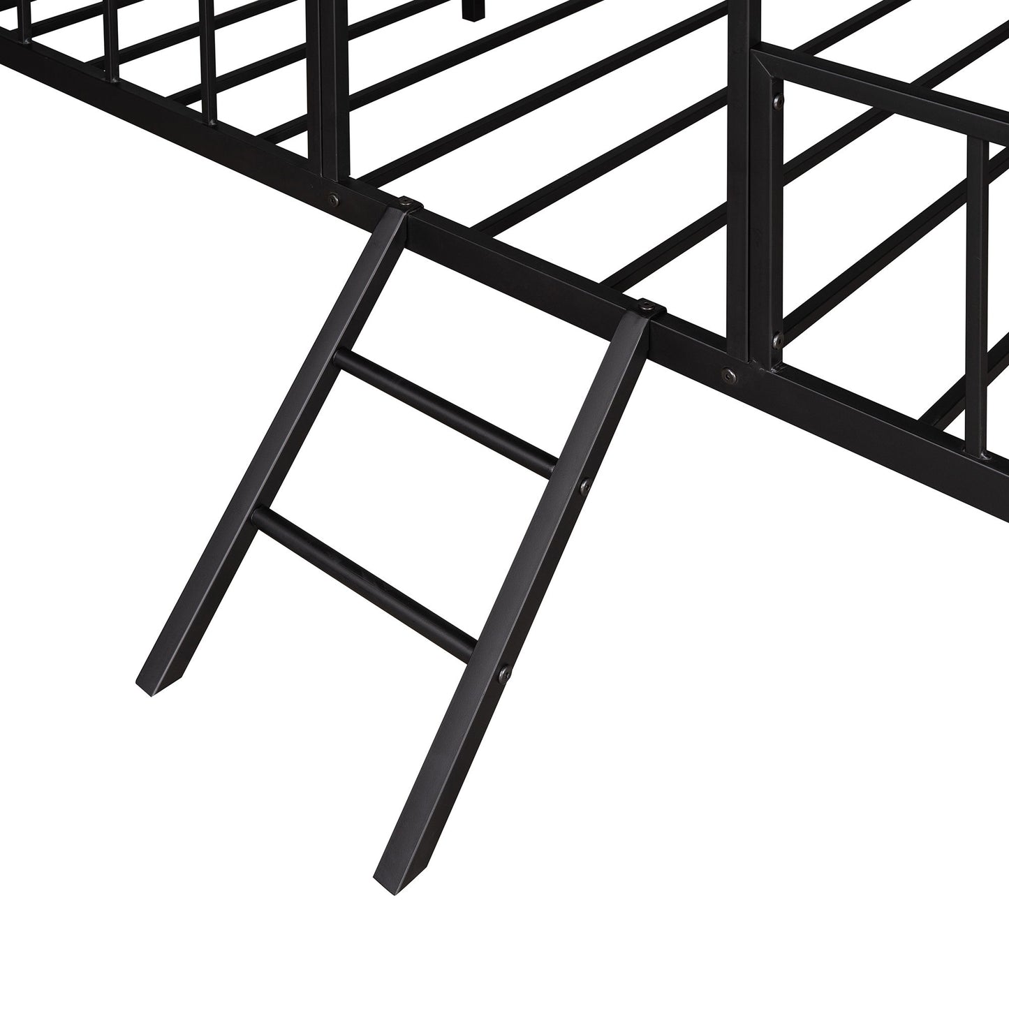House Bed Frame Twin Size With Slatted Support No Box Spring Needed - Black