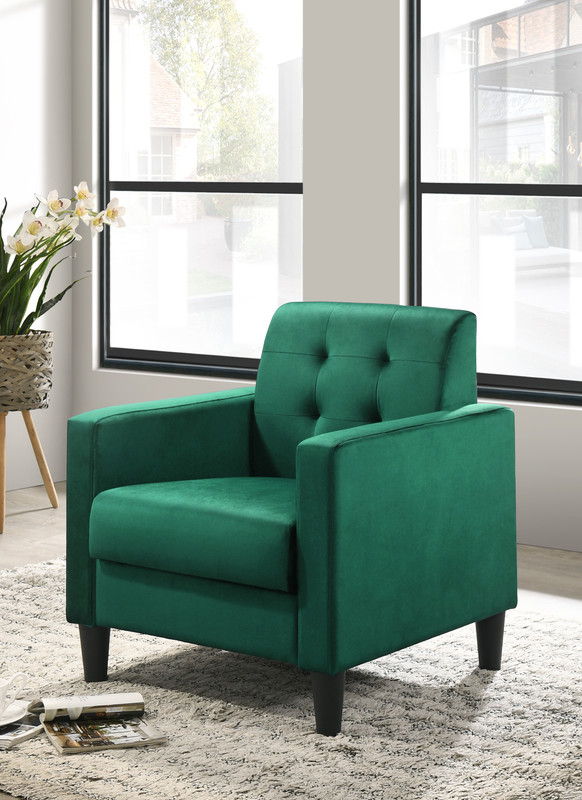 Hale - Velvet Armchairs And End Table Living Room (Set of 3) - Green