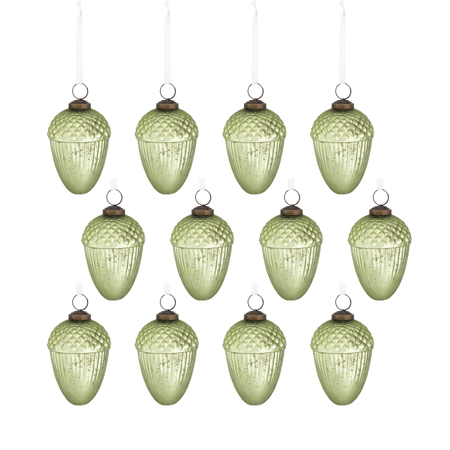 Tear Drop Ornament, Glass Decorative Hanging Christmas Tree Ornaments For Holiday Party Decorations (Set of 12) - Green