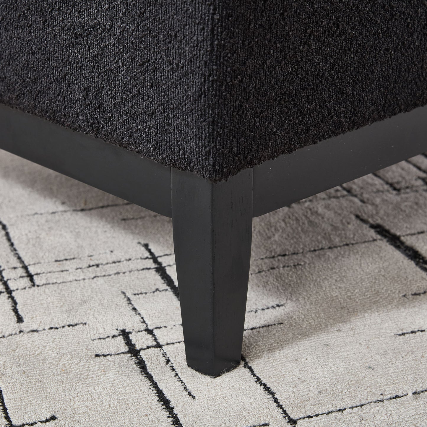 Upholstered Wood Base Storage Ottoman With Reversible Lid Coffee Table, Foot Stool Square Footrest With Rubberwood Legs For Living Room Bedroom Entryway And Office - Black