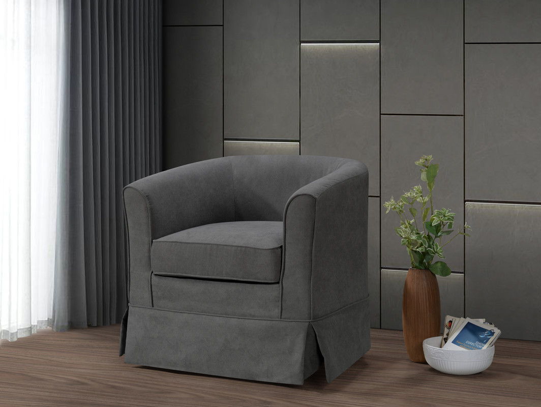 Tucker - Woven Fabric Swivel Barrel Chair - Gray