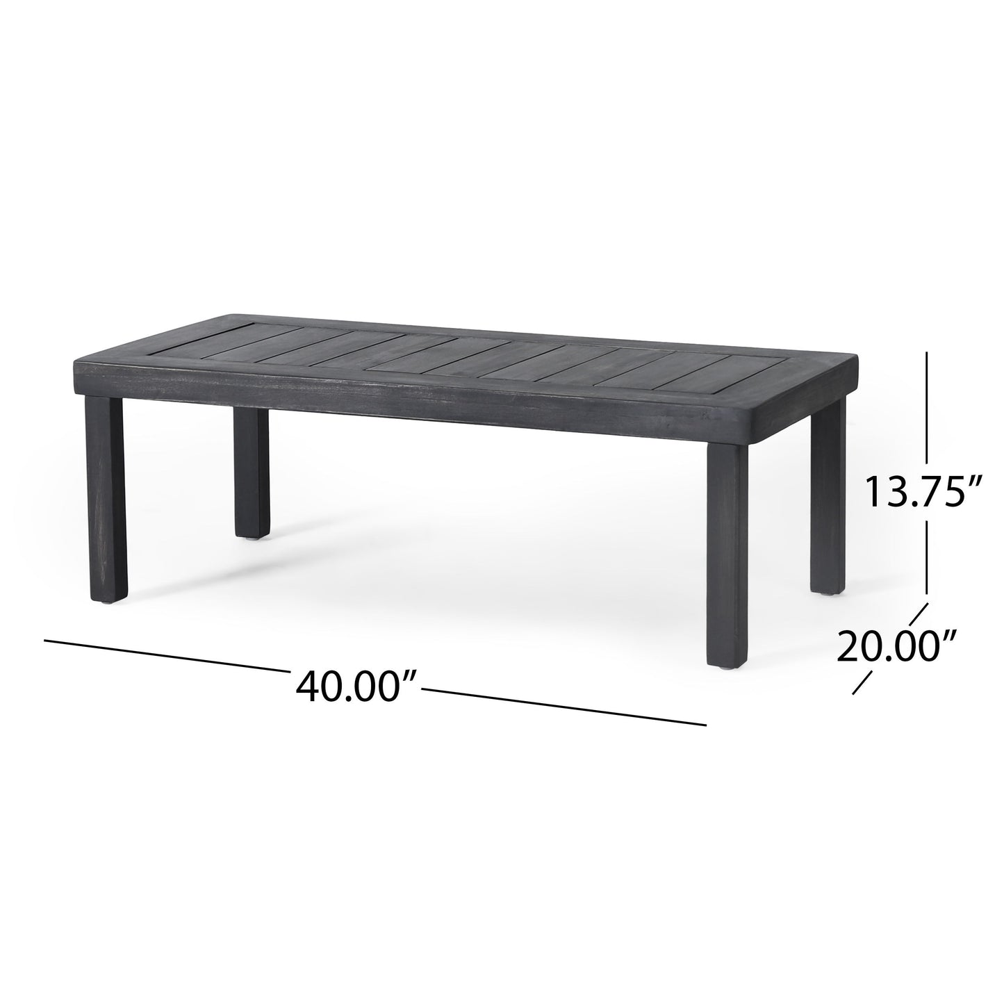 Acacia Wood Loveseat And Coffee Table Set With Cushions - Gray
