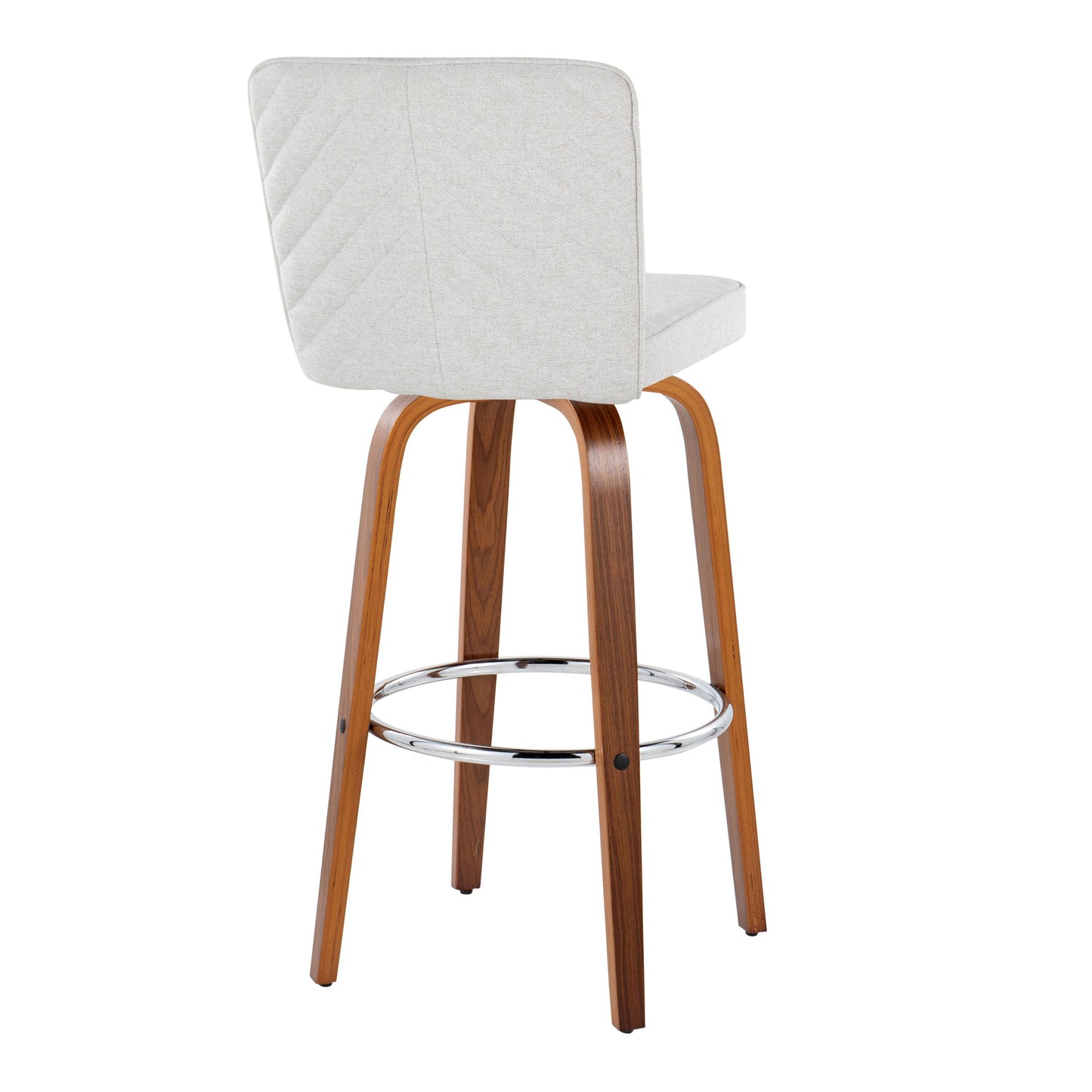 Henry - Contemporary Fixed Height Barstool With Swivel With Round Footrest (Set of 2) - Walnut / White