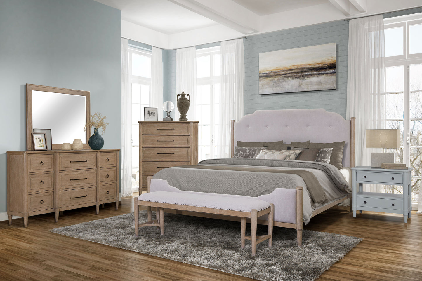 Open Nightstand With 2 Drawers - Light Blue