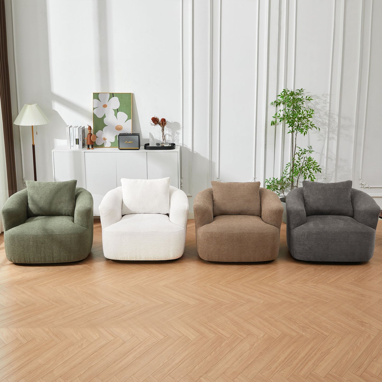 Chenille Upholstered 360ÔøΩÔøΩ Swivel Barrel Sofa Chair With Throw Pillow, Accent Chair For Living Room, Office And Hotel - Gray