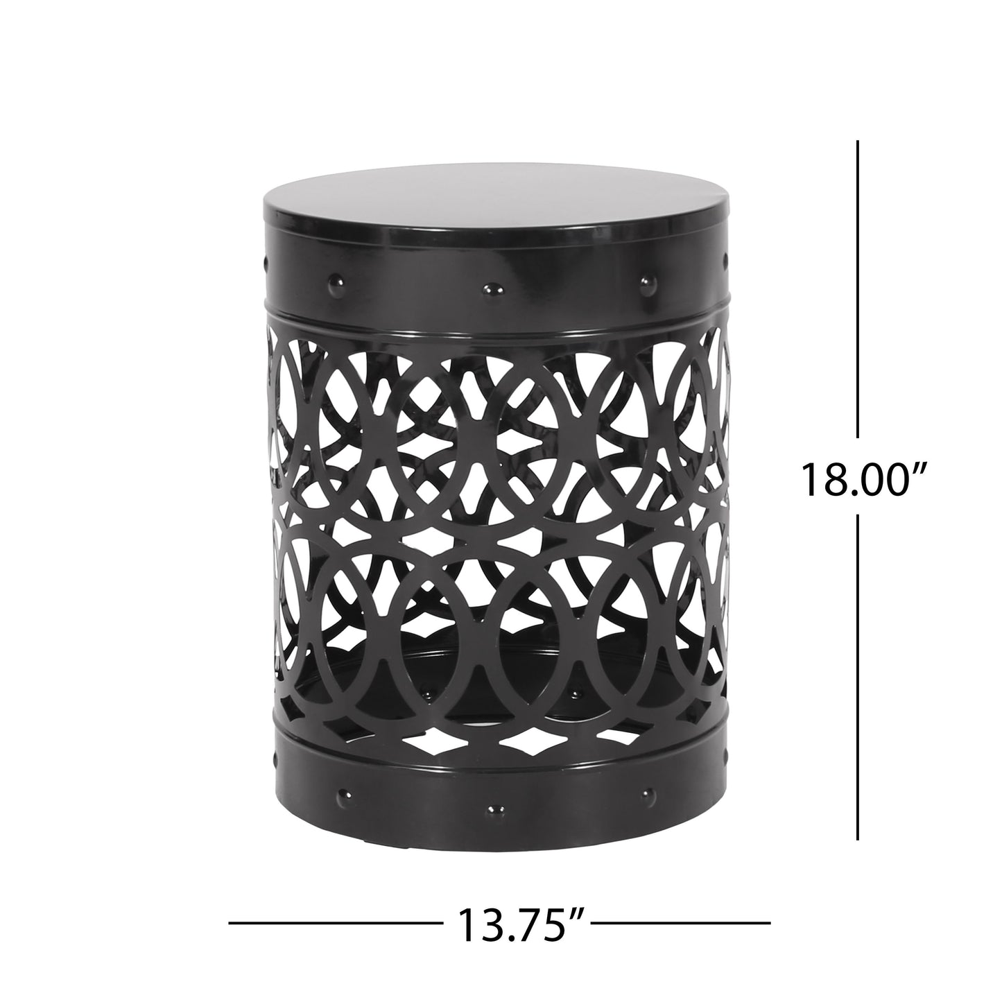 Outdoor, Metal End Table Large - Black
