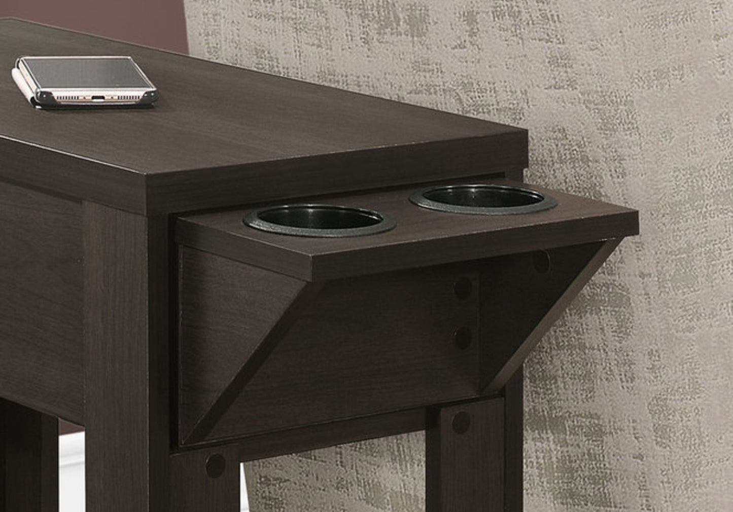 Accent Side Table, Storage, Lamp, Transitional - Espresso