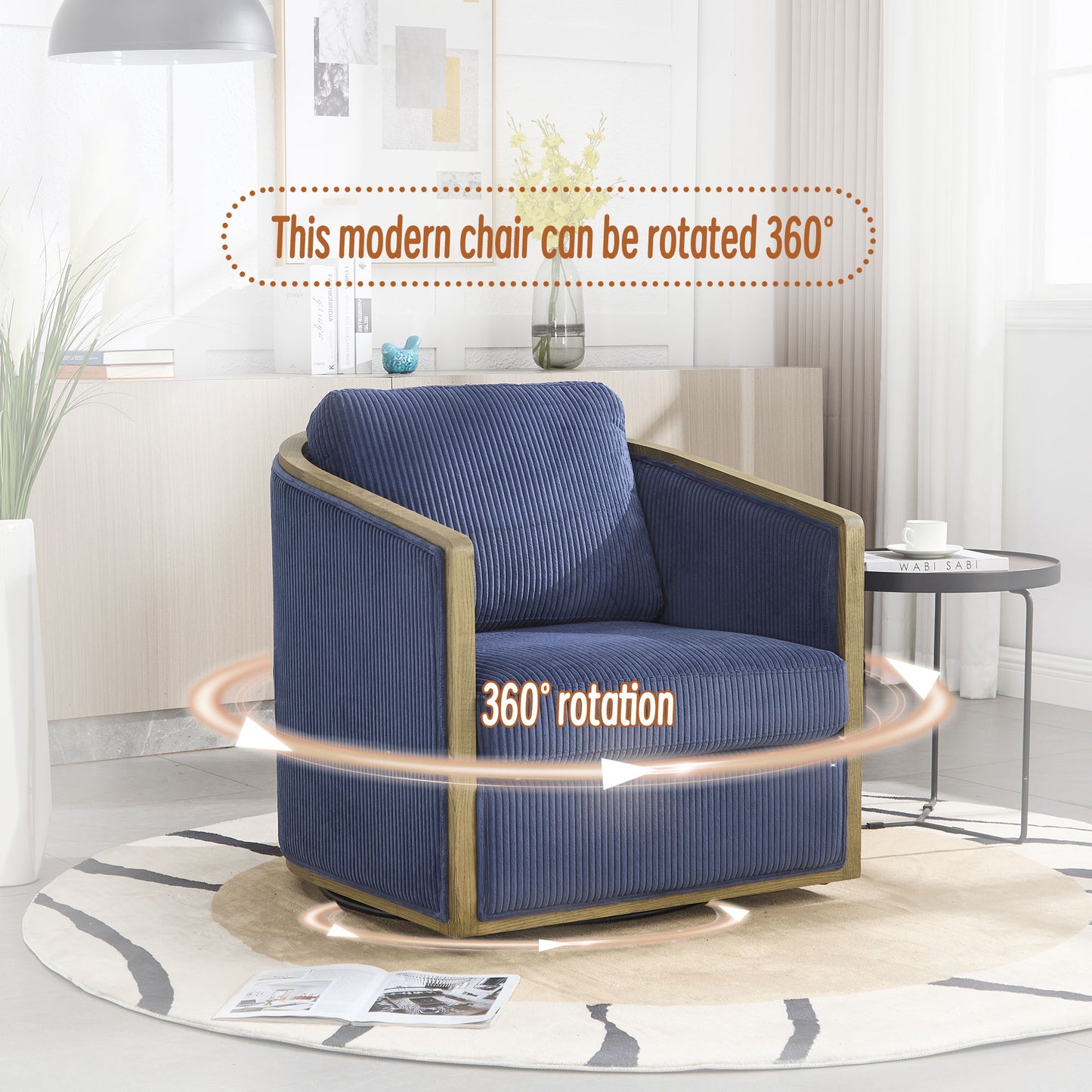 Swivel Barrel Chair, Comfortable Accent Sofa With 360 Degree Swivel For Living Room, Nursery, Office - Navy