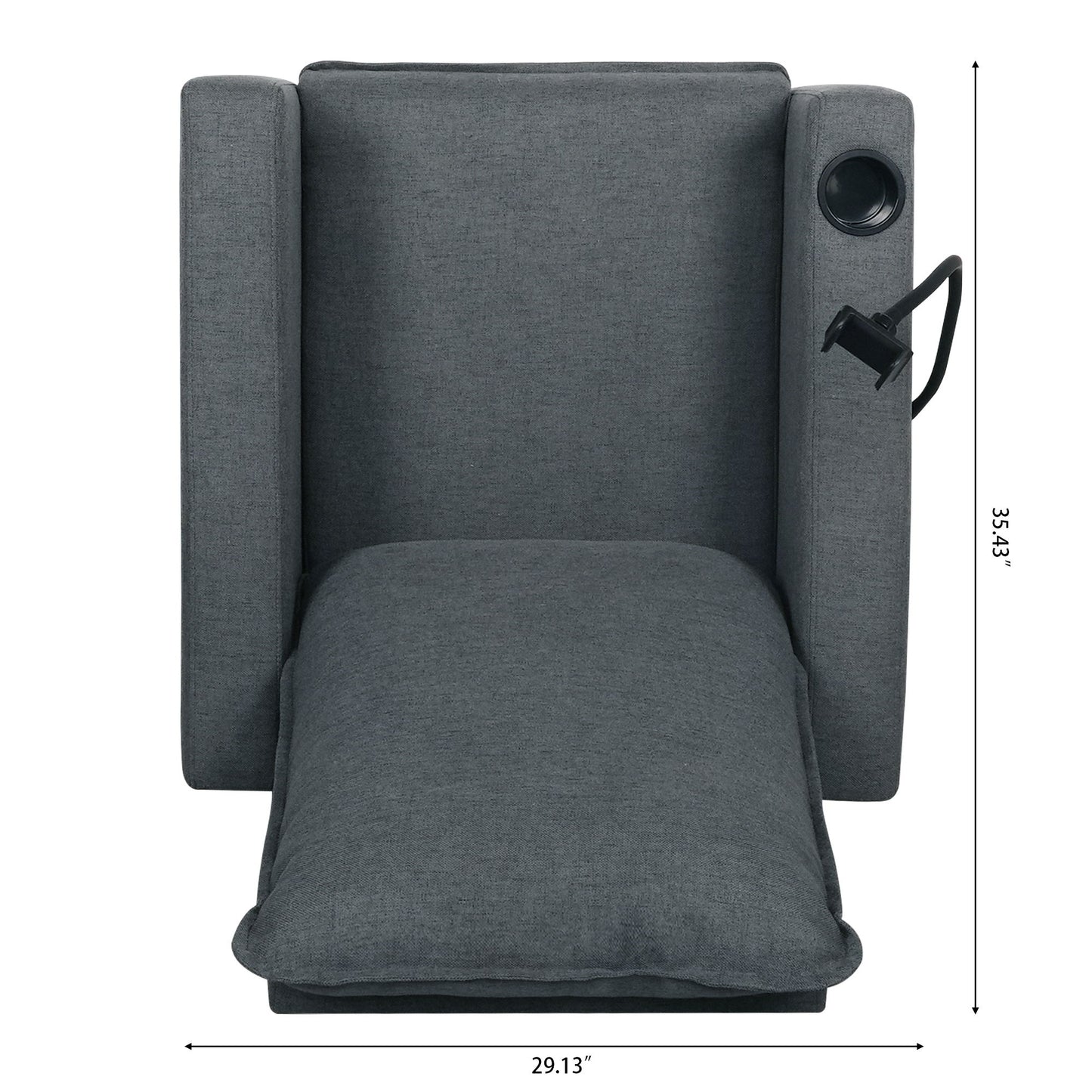 Recliner Chairs For Adults, Adjustable Recliner Sofa With Mobile Phone Holder & Cup Holder, Modern Reclining Chairs Fabric Push Back Recliner Chairs For Living Room, Bedroom - Gray