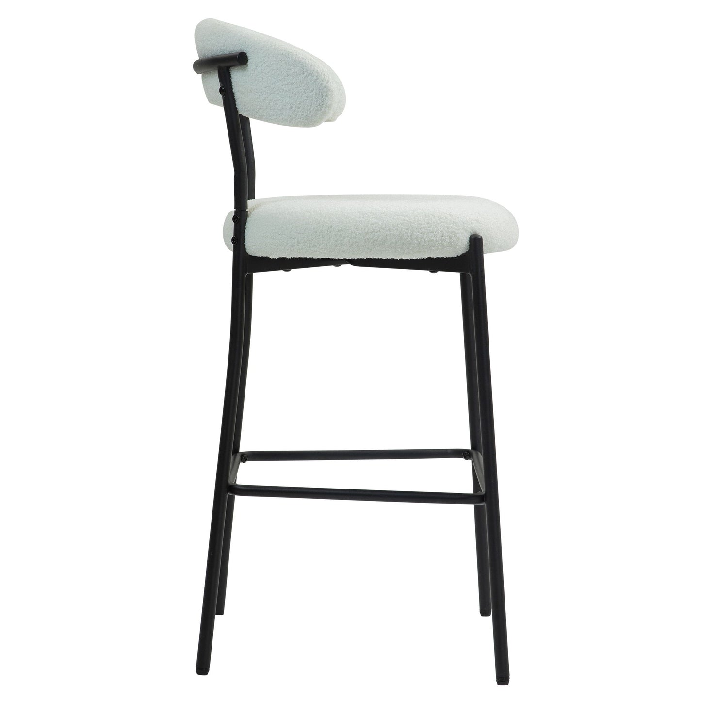 Counter Height Bar Stools Teddy Fabric Cover Kitchen Island Counter Bar Stool With Black Powder Coating Base And Footrest - Snow