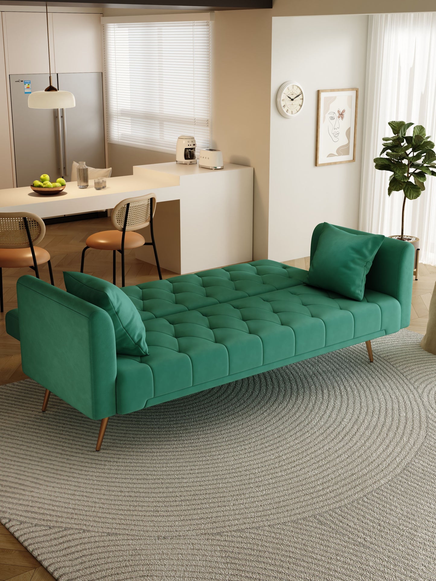 Convertible Double Folding Living Room Sofa Bed - Green