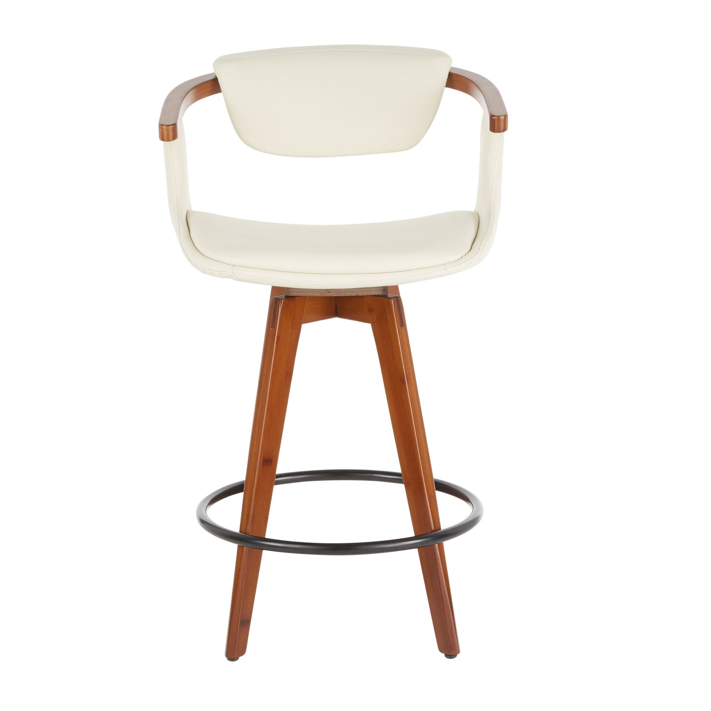 Oracle - Mid-Century Modern Counter Stool - Walnut / Cream