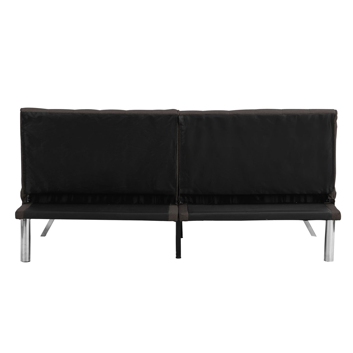 Faux Linen Wood Frame Futon Sofa Bed With Stainless Legs - Espresso
