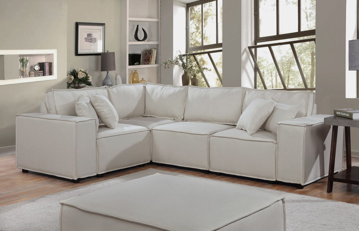 Melrose - Modular Sectional Sofa With Ottoman - Beige Linen