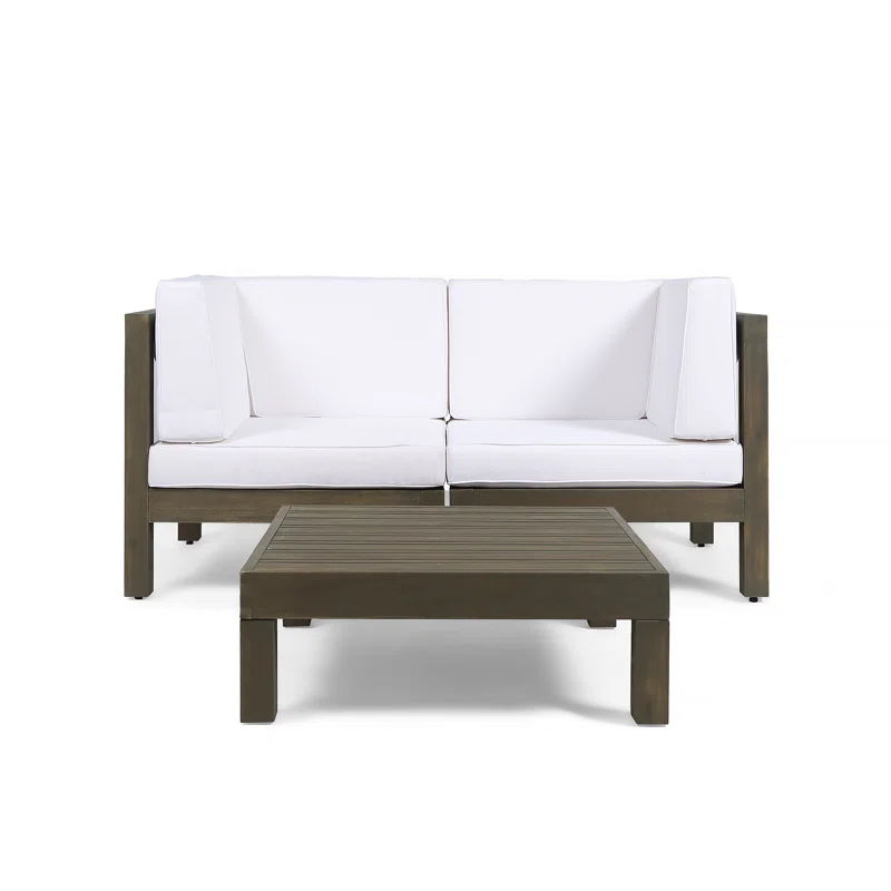 Oana - 3 Piece Love Seat Set With Coffee Table - White
