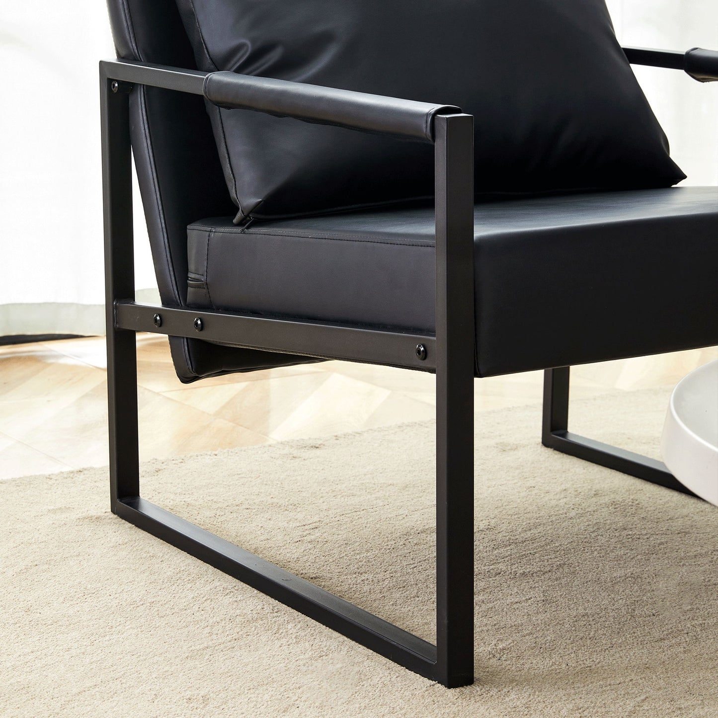 Classic Metal Frame Sofa Ergonomically Designed, A Perfect Blend Of Modern And Industrial Styles - Black