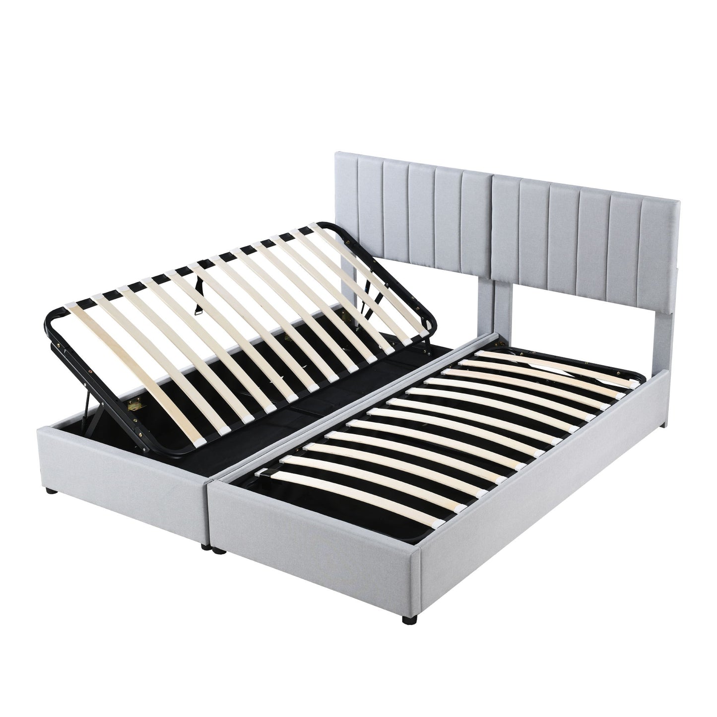 King Size Upholstered Platform Bed With A Hydraulic Storage System - Gray
